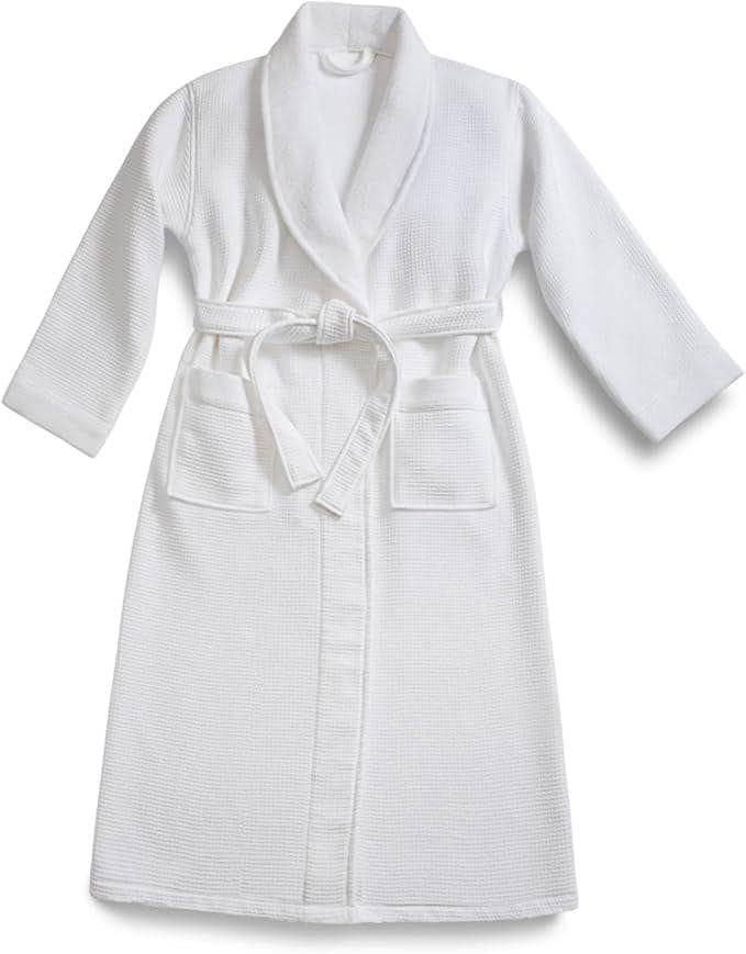 Personalized Waffle Woven Robes for Couples – Kimono Style His & Hers Bathrobes – Custom Embroidered Robes with Patch Pockets