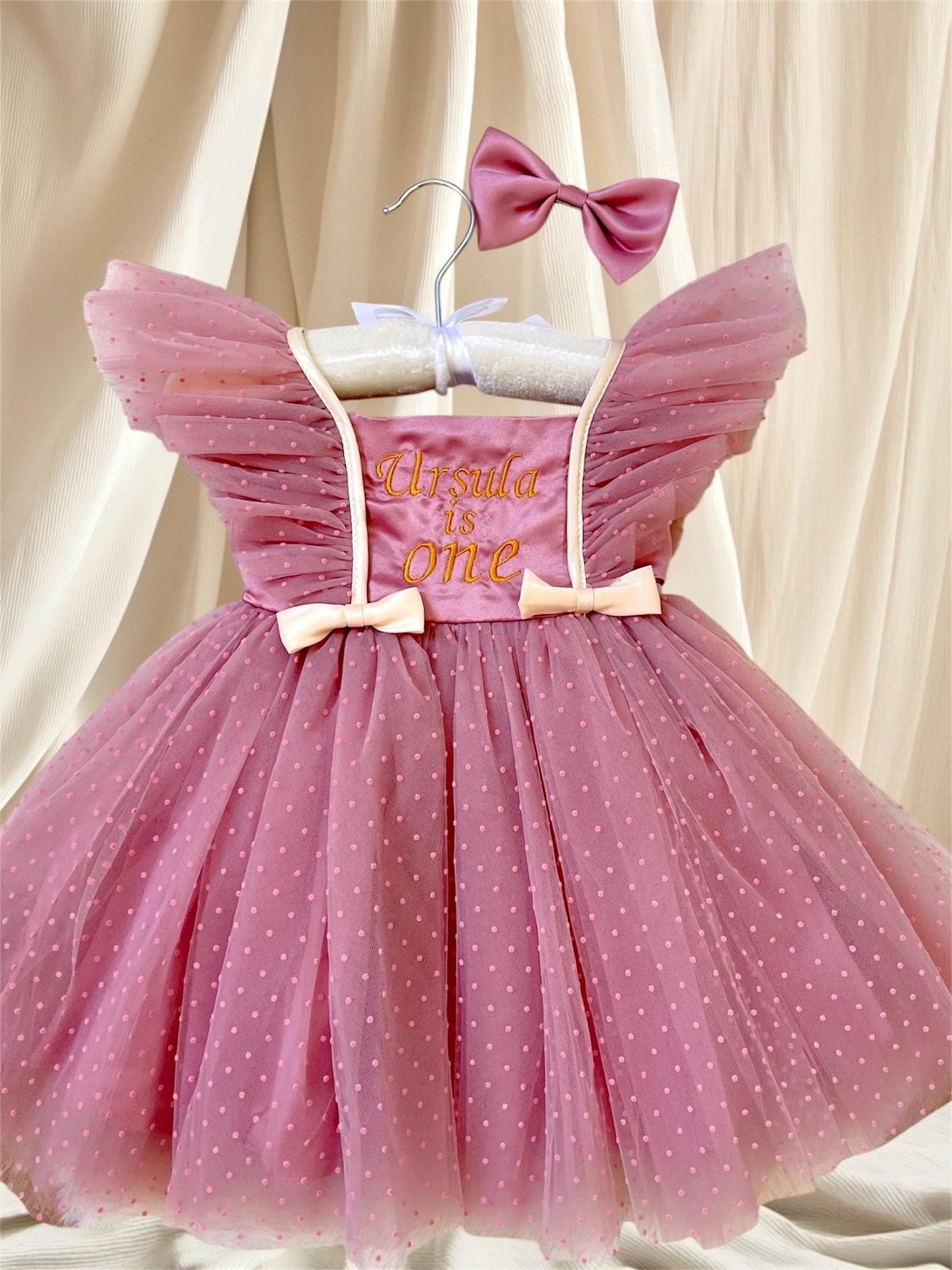 Girls Cake Smash Outfit, 1st Birthday Dress Personalized with Name, Baby Birthday Dress for Photoshoot