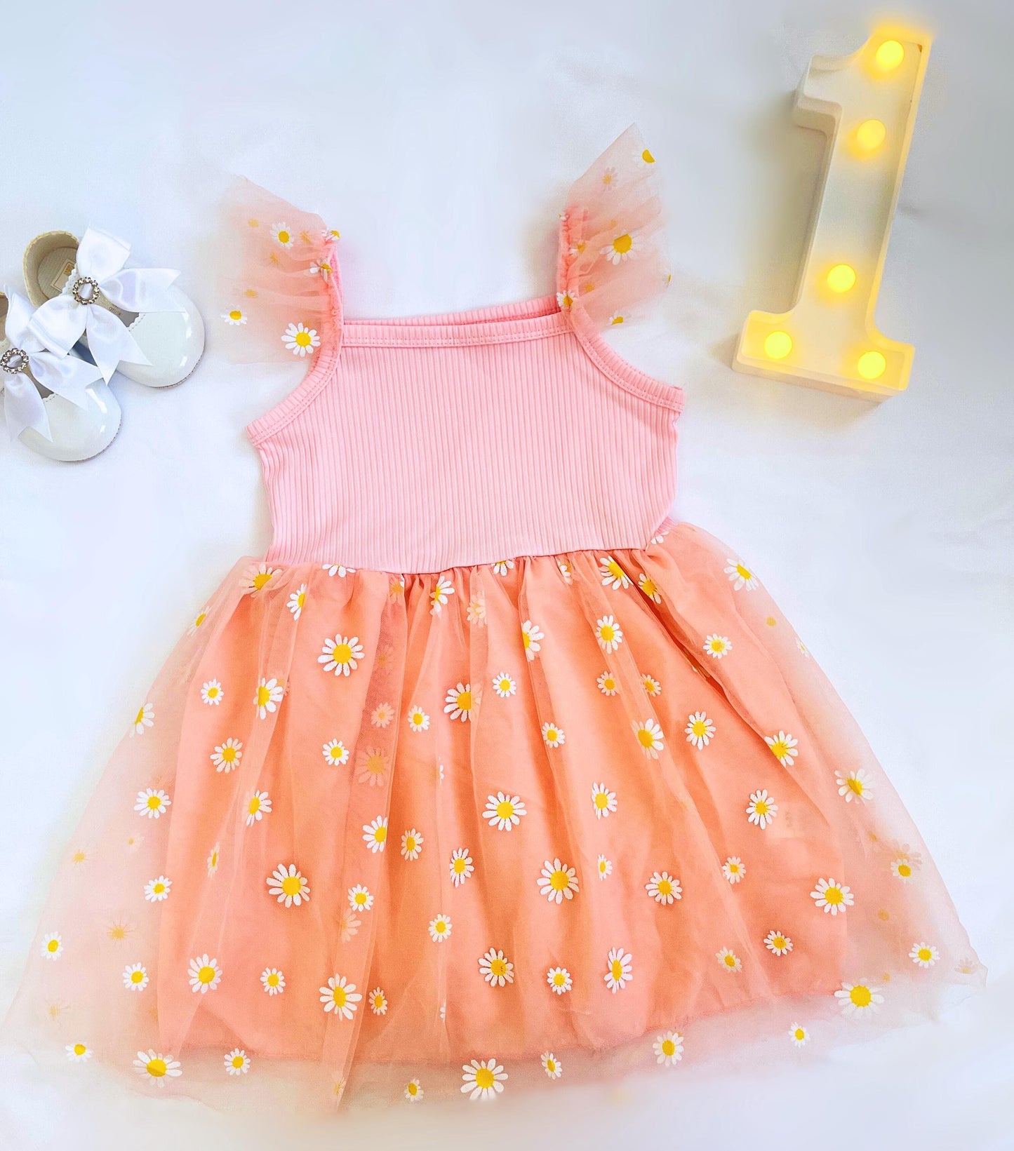 Personalized Baby Girl 1st Birthday Dress with Name Embroidery – Custom Floral First Outfit –Toddler Dress for Cake Smash Photoshoot & Party