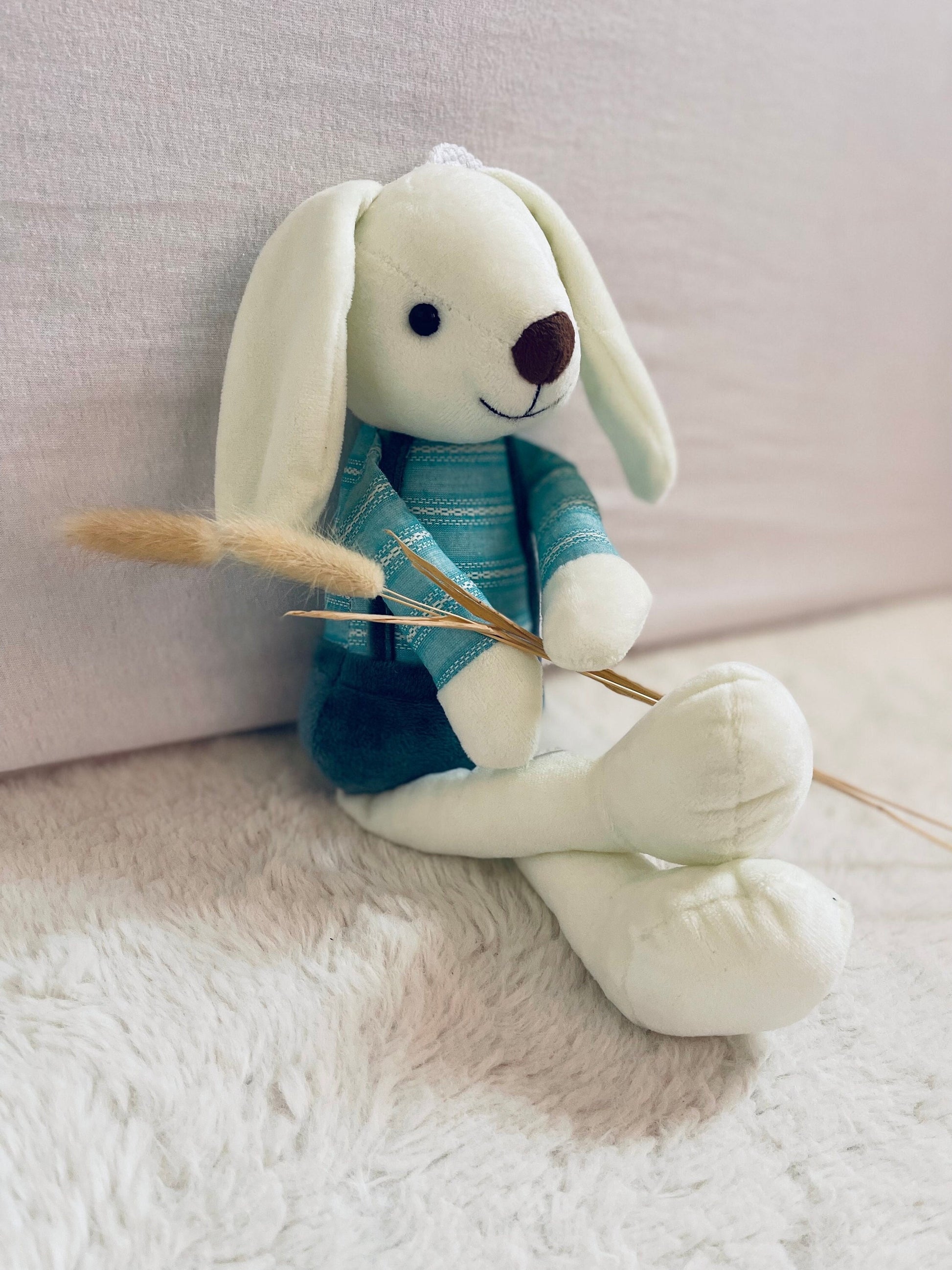 Customized Plush Bunny for Newborns - Personalized Gift for Baby Shower. Teddy Bear Soft Toy. Embroidery customization.