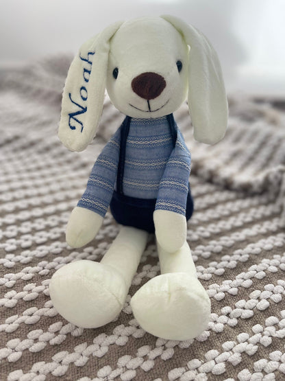 Adorable Bunny Soft Toy - Custom Embroidered - Perfect for Baby Showers and Newborn Gifts!