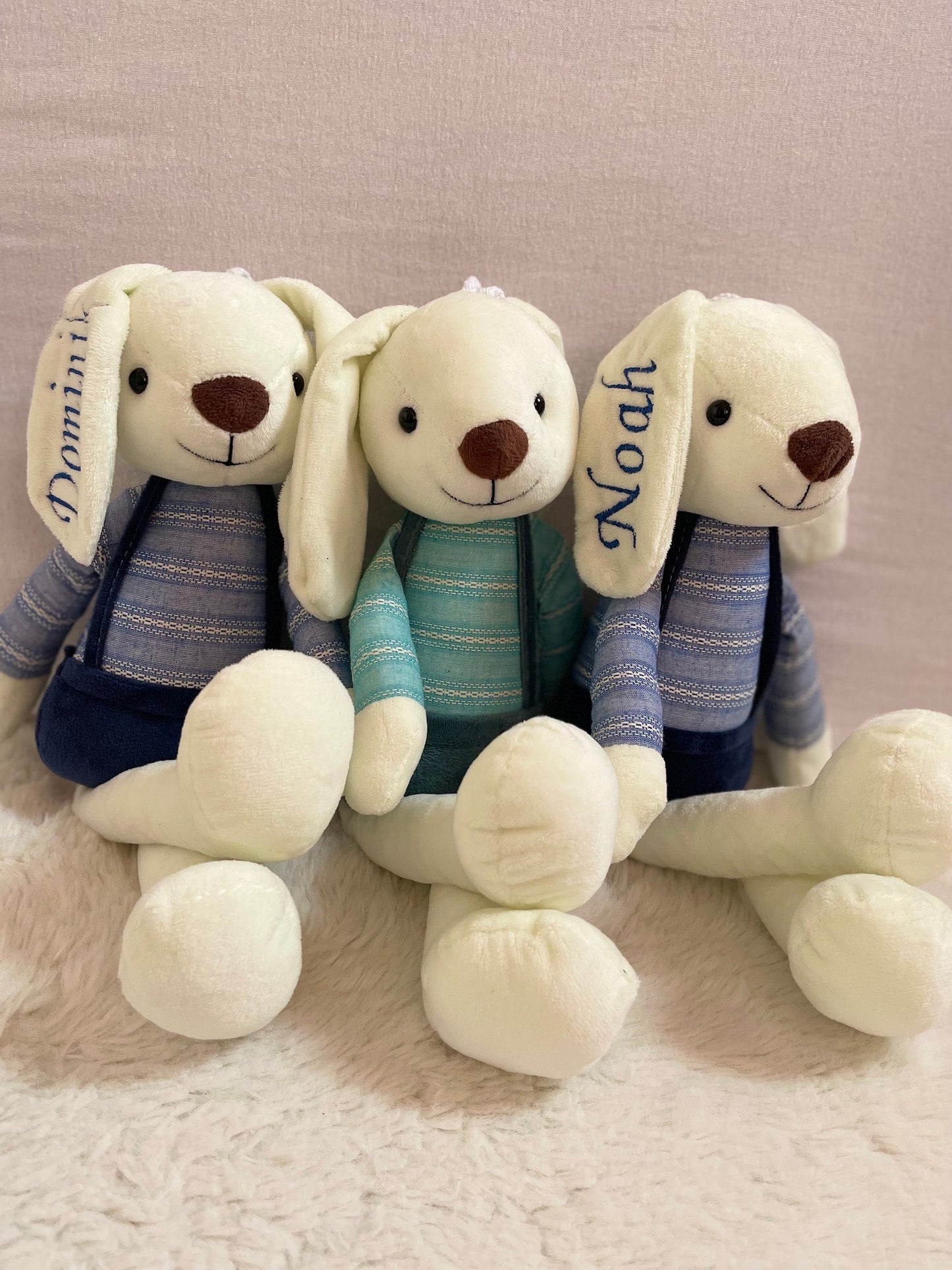 Customized Plush Bunny for Newborns - Personalized Gift for Baby Shower. Teddy Bear Soft Toy. Embroidery customization.