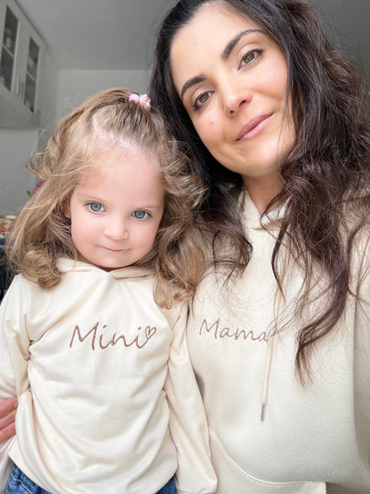 Handmade Mini Me Hoodie with Embroidery - Matching Mom and Daughter Outfit, Best gift for mommy and daughter, gift for kids