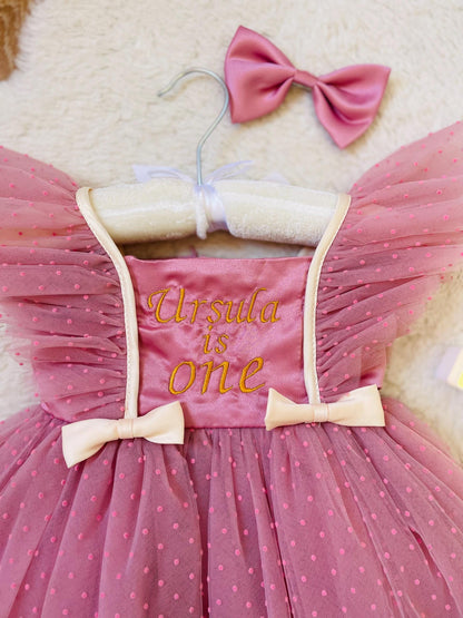 Girls Cake Smash Outfit, 1st Birthday Dress Personalized with Name, Baby Birthday Dress for Photoshoot