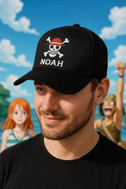One Piece Jolly Roger Embroidered Hat – Customisable Summer Cap for Anime Lovers