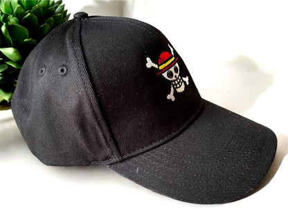One Piece Jolly Roger Embroidered Hat – Customisable Summer Cap for Anime Lovers