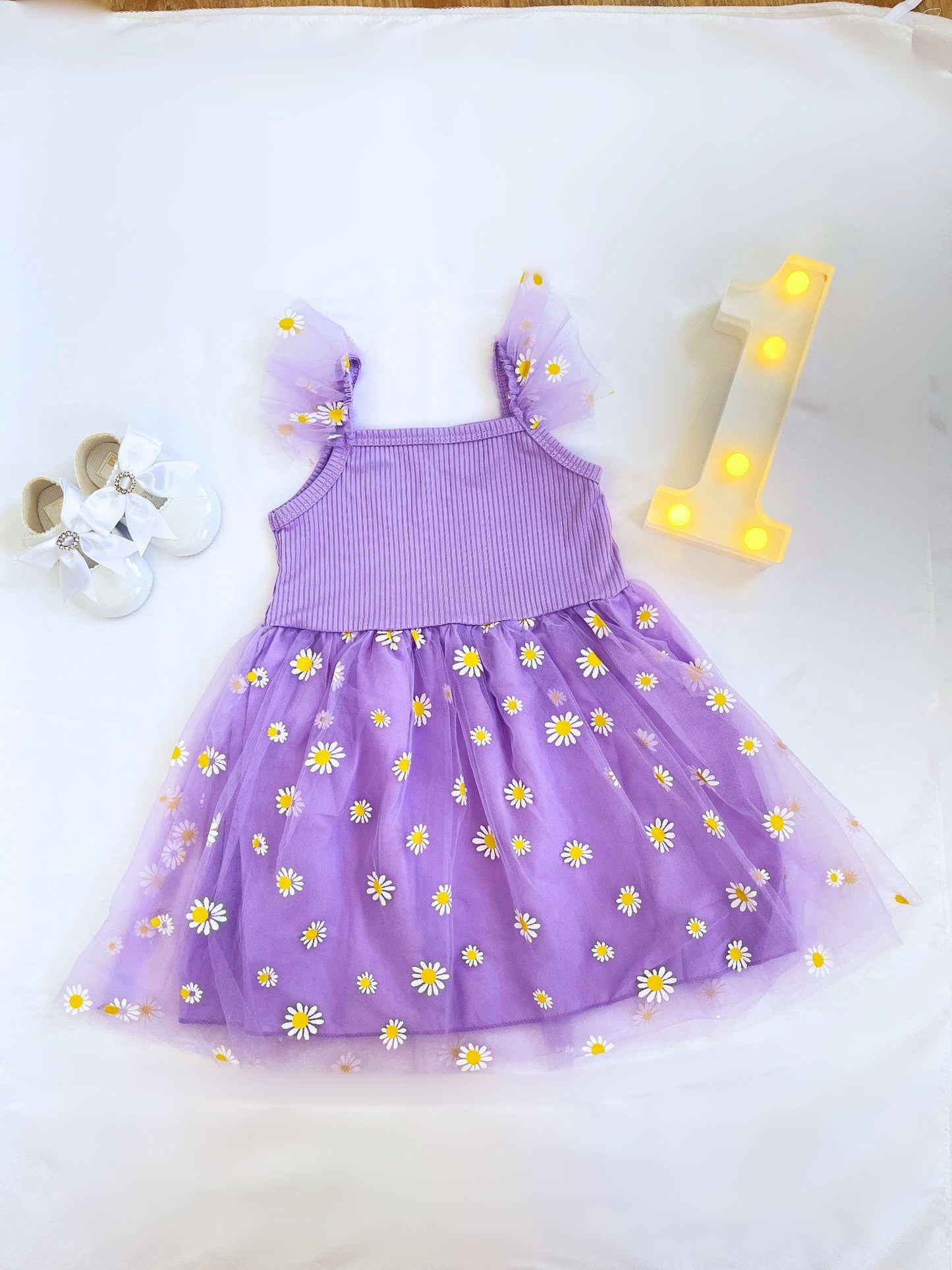 Personalized Baby Girl 1st Birthday Dress with Name Embroidery – Custom Floral First Outfit –Toddler Dress for Cake Smash Photoshoot & Party