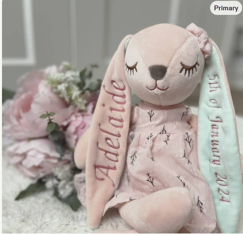 Personalised embroidered bunny toy