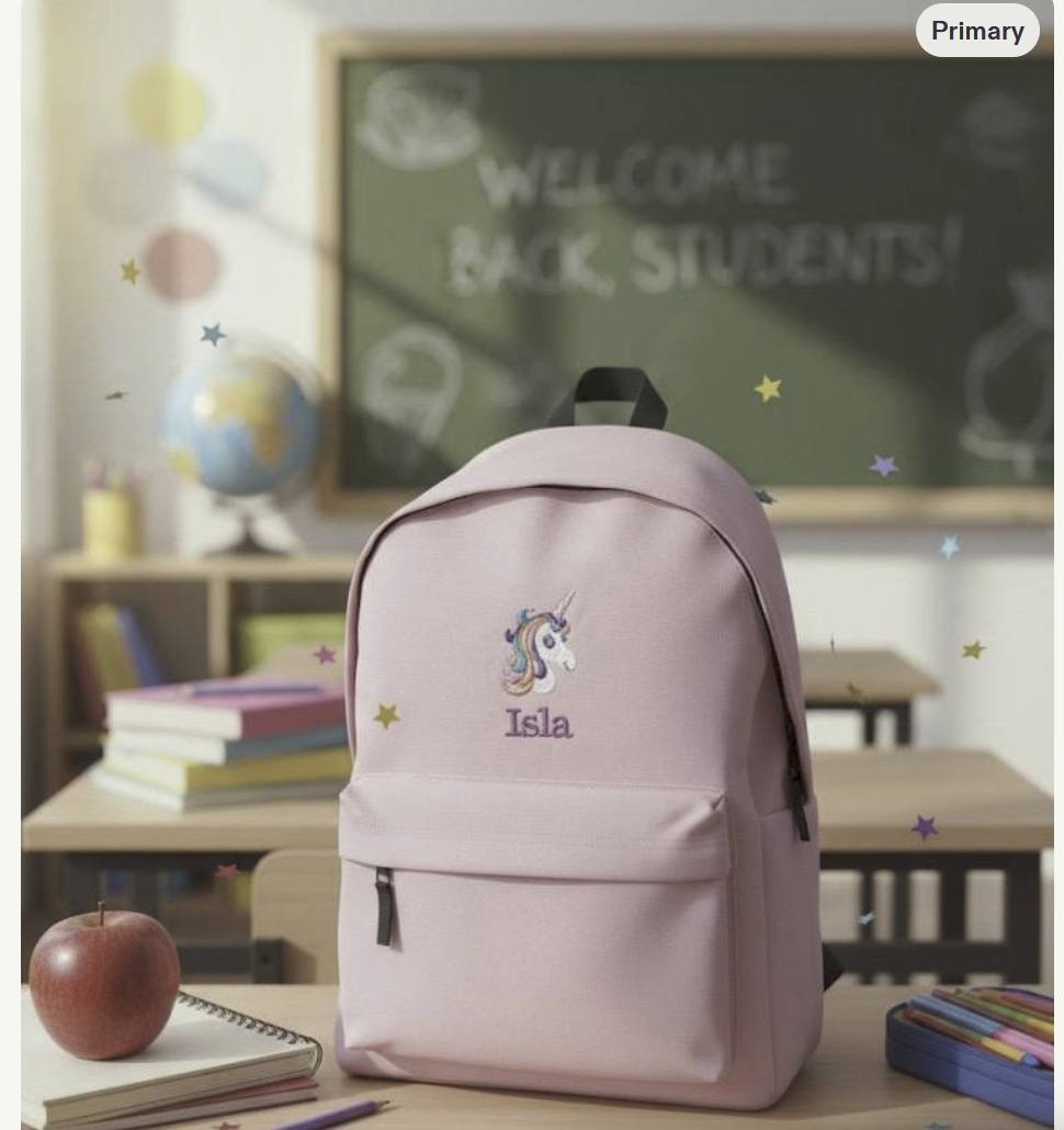 Personalised school backpack