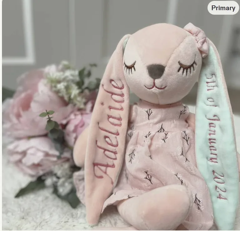 Personalised embroidered bunny toy