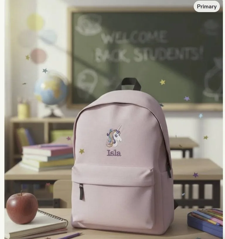 Personalised school backpack