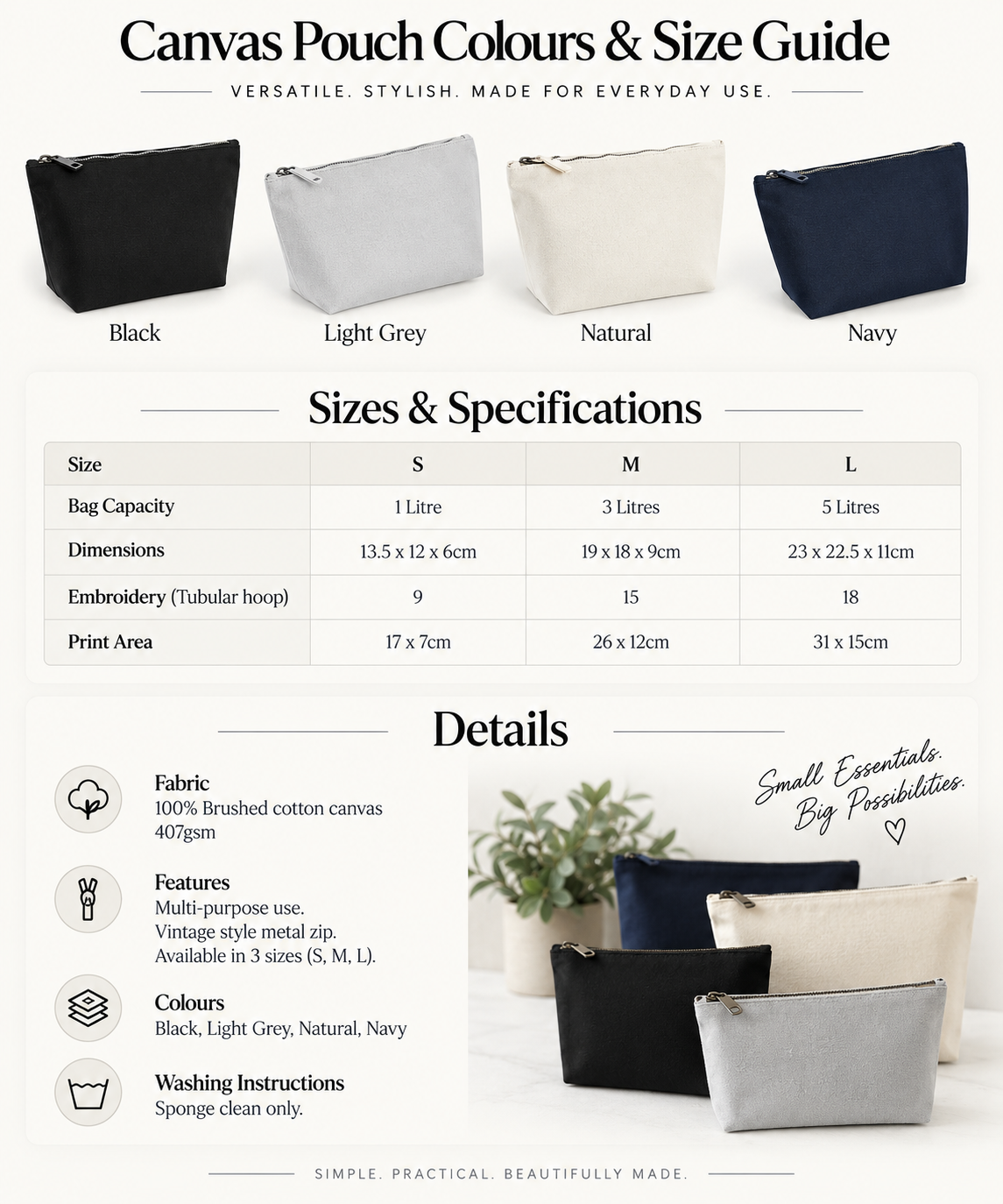 Personalised Bridal Makeup Bag – Embroidered Canvas Cosmetic Pouch - Image 2