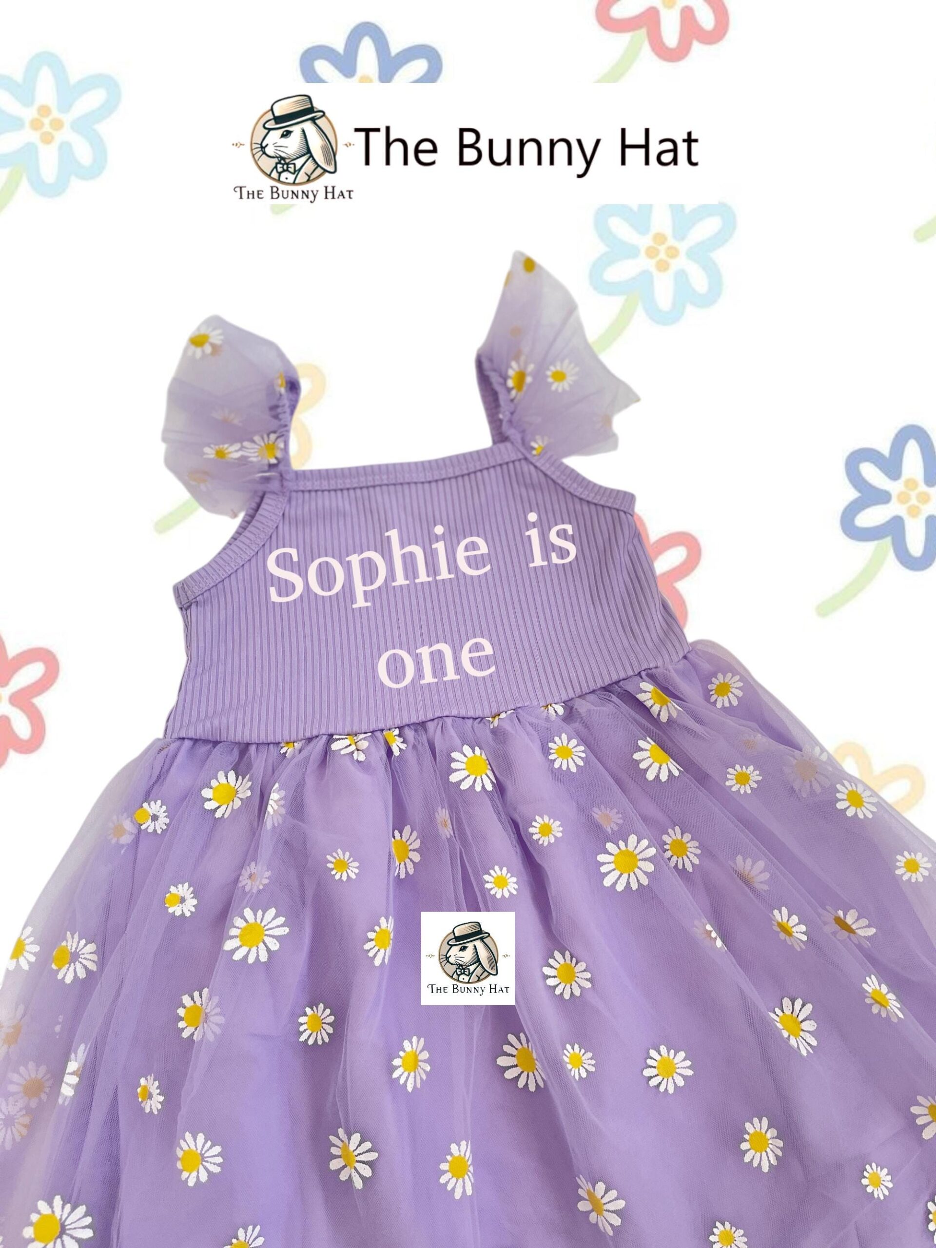 Personalised Baby Girl Floral 1st Birthday Dress – Embroidered Outfit - Image 3