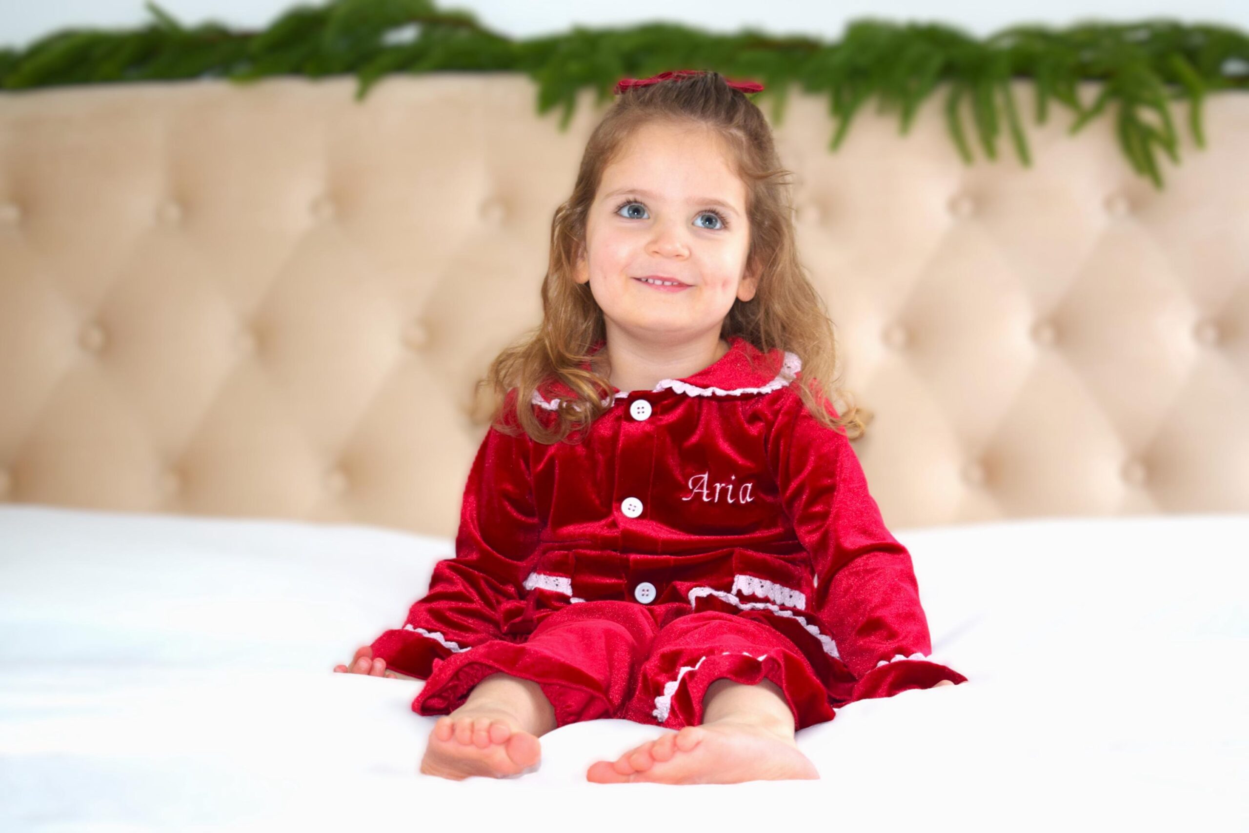 Personalised Red Velvet Christmas Outfit – Embroidered Family Matching Set - Image 6