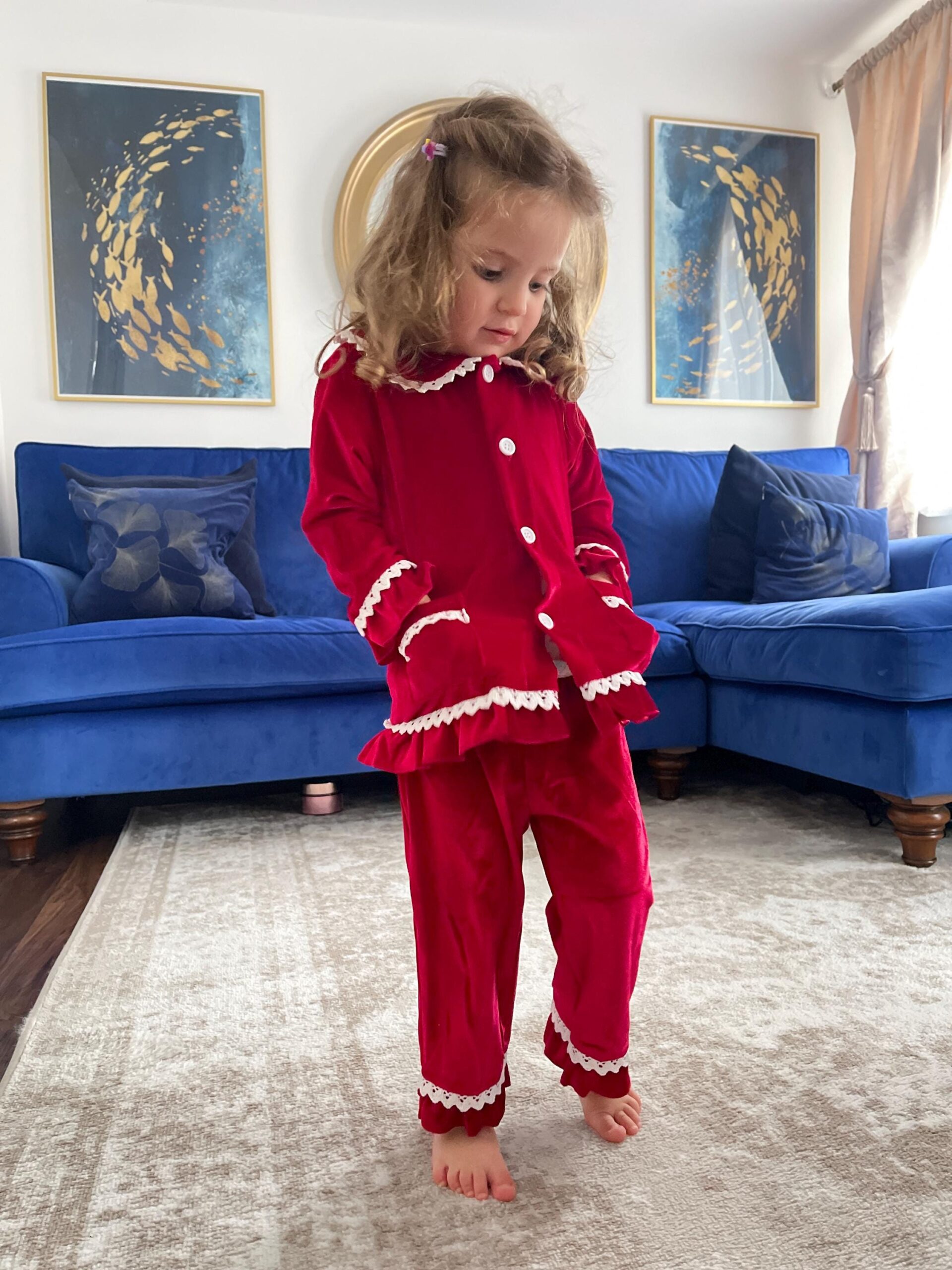 Personalised Red Velvet Christmas Outfit – Embroidered Family Matching Set - Image 11
