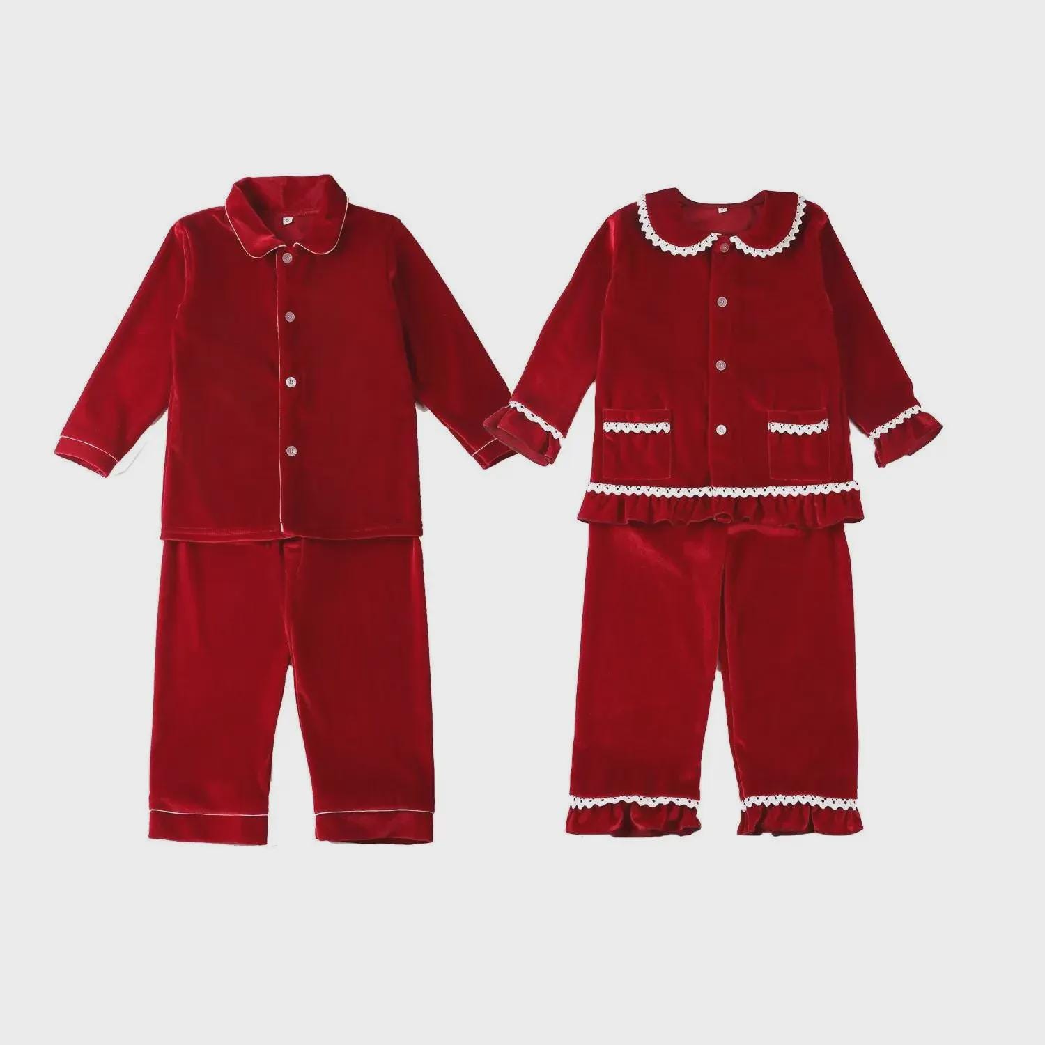 Personalised Red Velvet Christmas Outfit – Embroidered Family Matching Set - Image 13