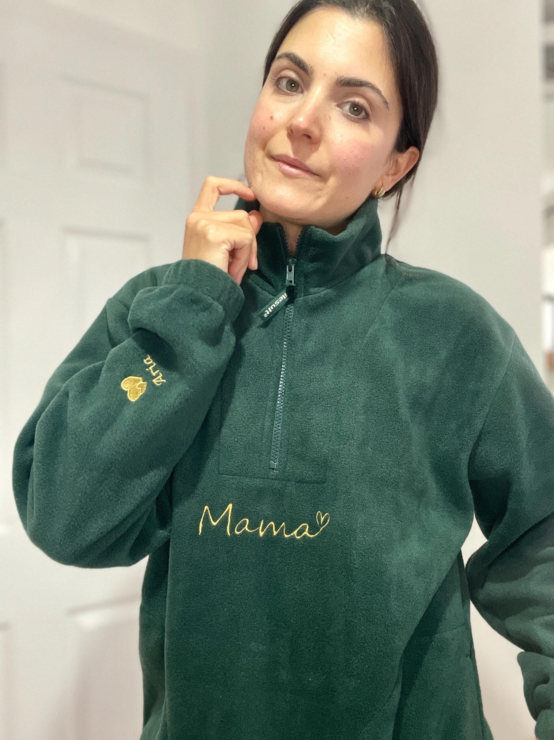 Personalised Mama Half-Zip Fleece – Embroidered Kids Names on Sleeves - Image 11