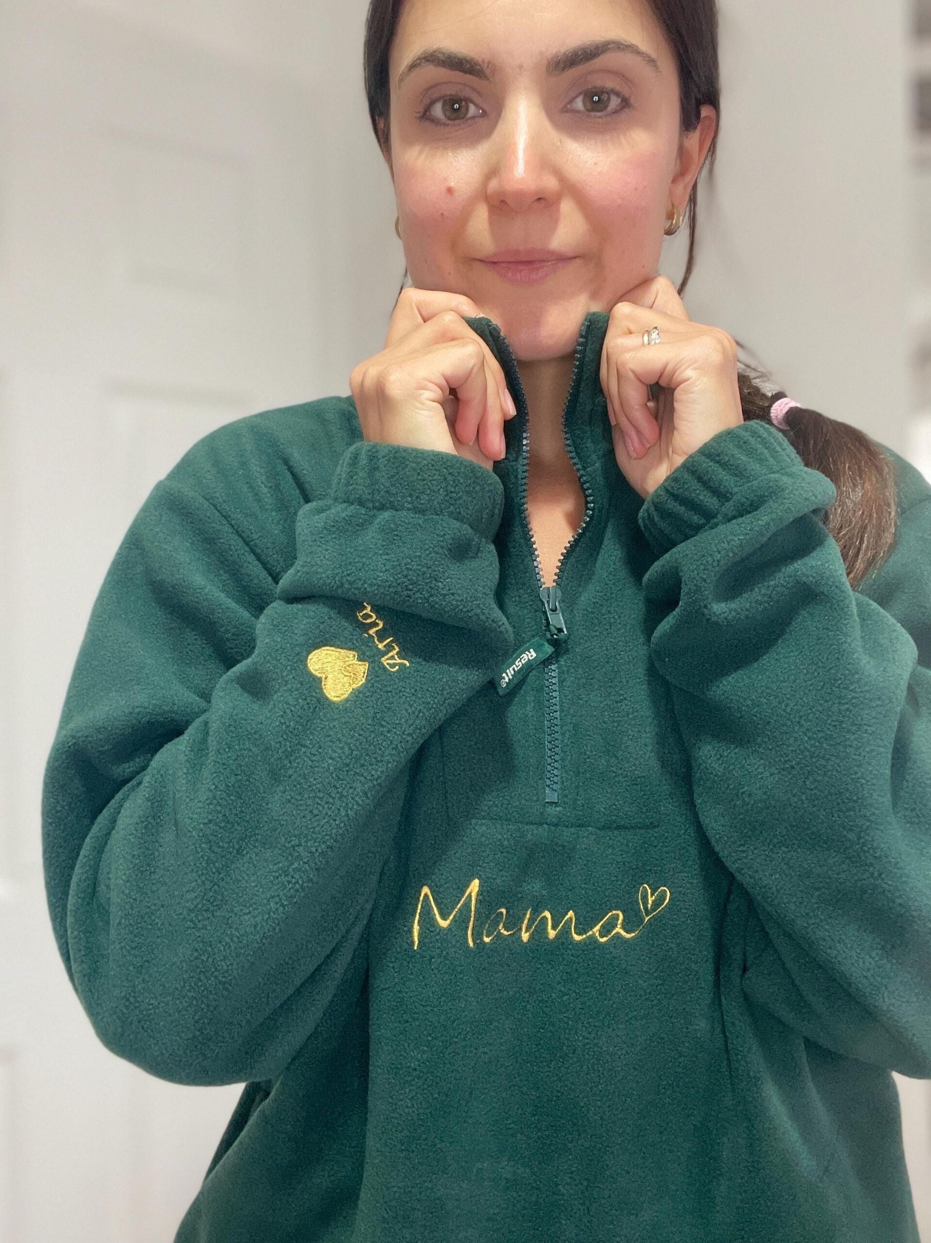 Personalised Mama Half-Zip Fleece – Embroidered Kids Names on Sleeves - Image 15
