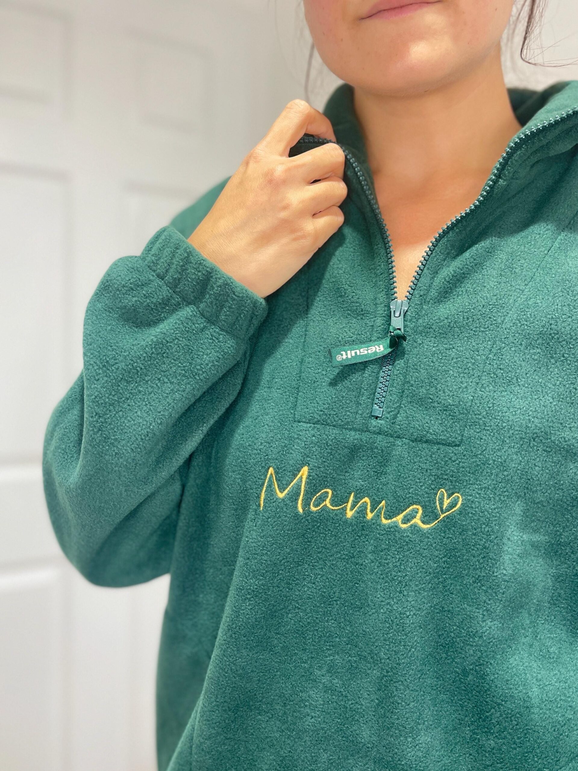 Personalised Mama Half-Zip Fleece – Embroidered Kids Names on Sleeves - Image 16