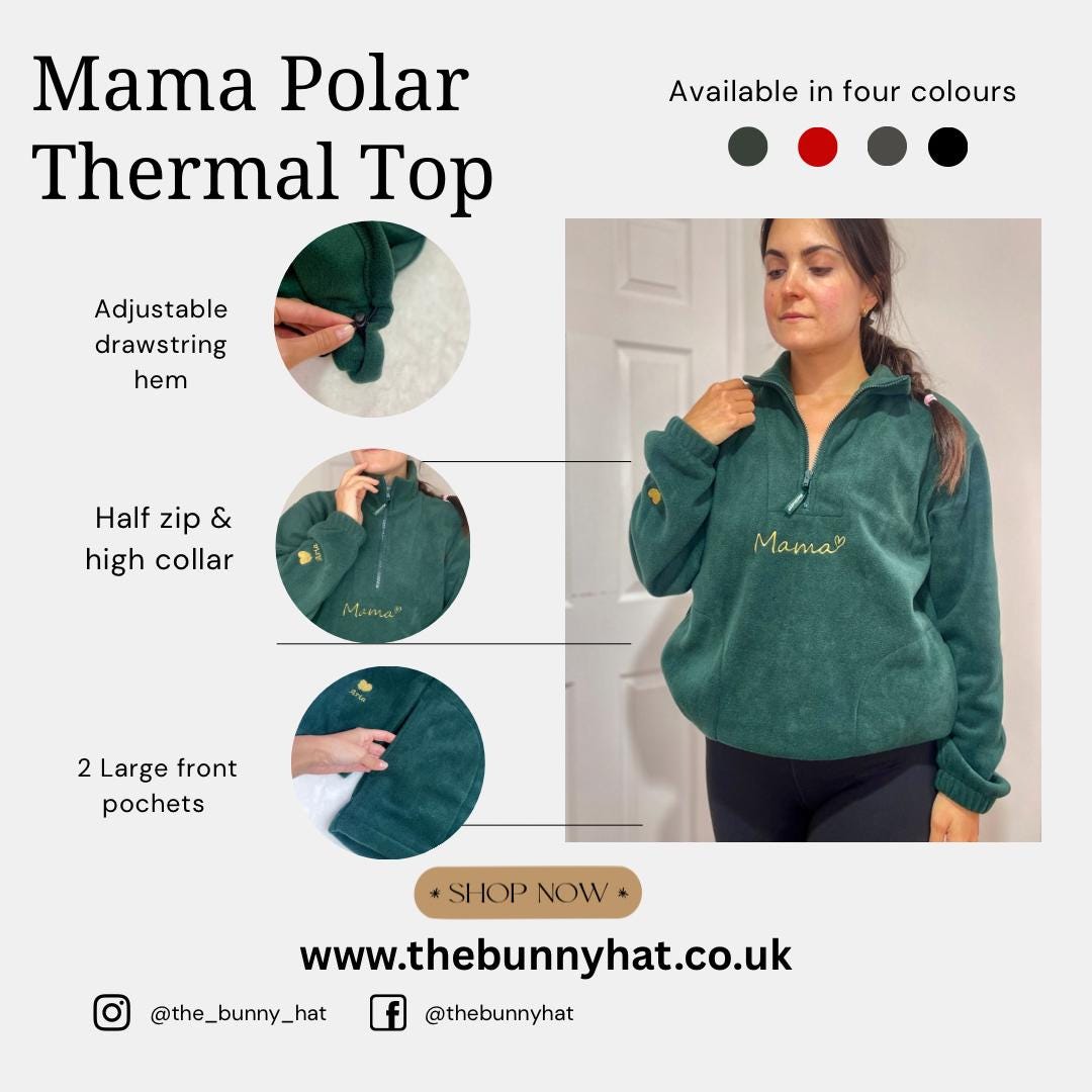 Personalised Mama Half-Zip Fleece – Embroidered Kids Names on Sleeves - Image 10