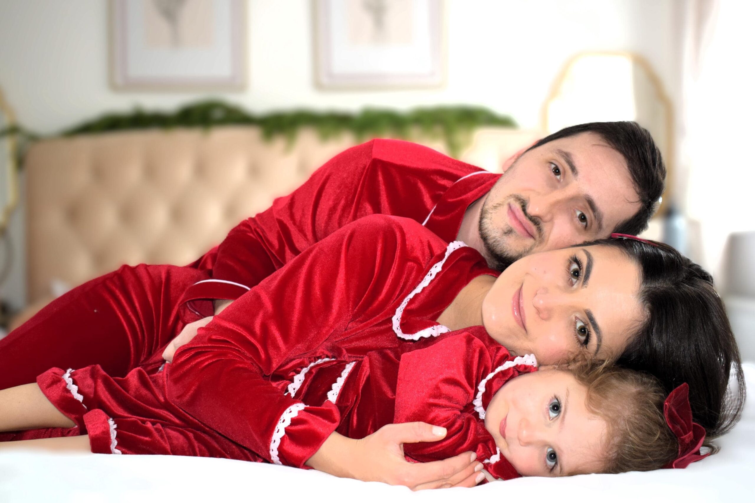 Personalised Red Velvet Christmas Outfit – Embroidered Family Matching Set - Image 2