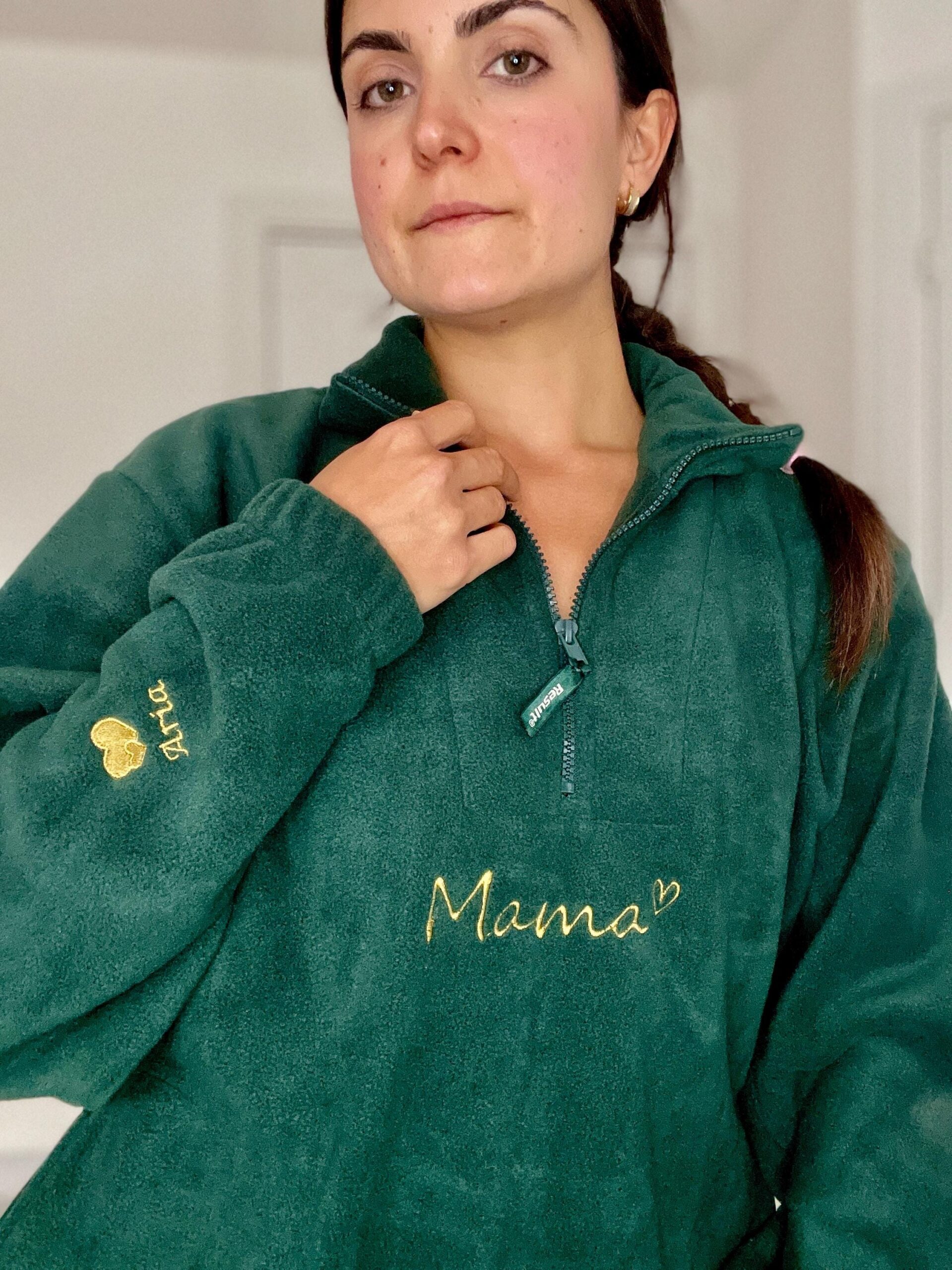 Personalised Mama Half-Zip Fleece – Embroidered Kids Names on Sleeves - Image 8