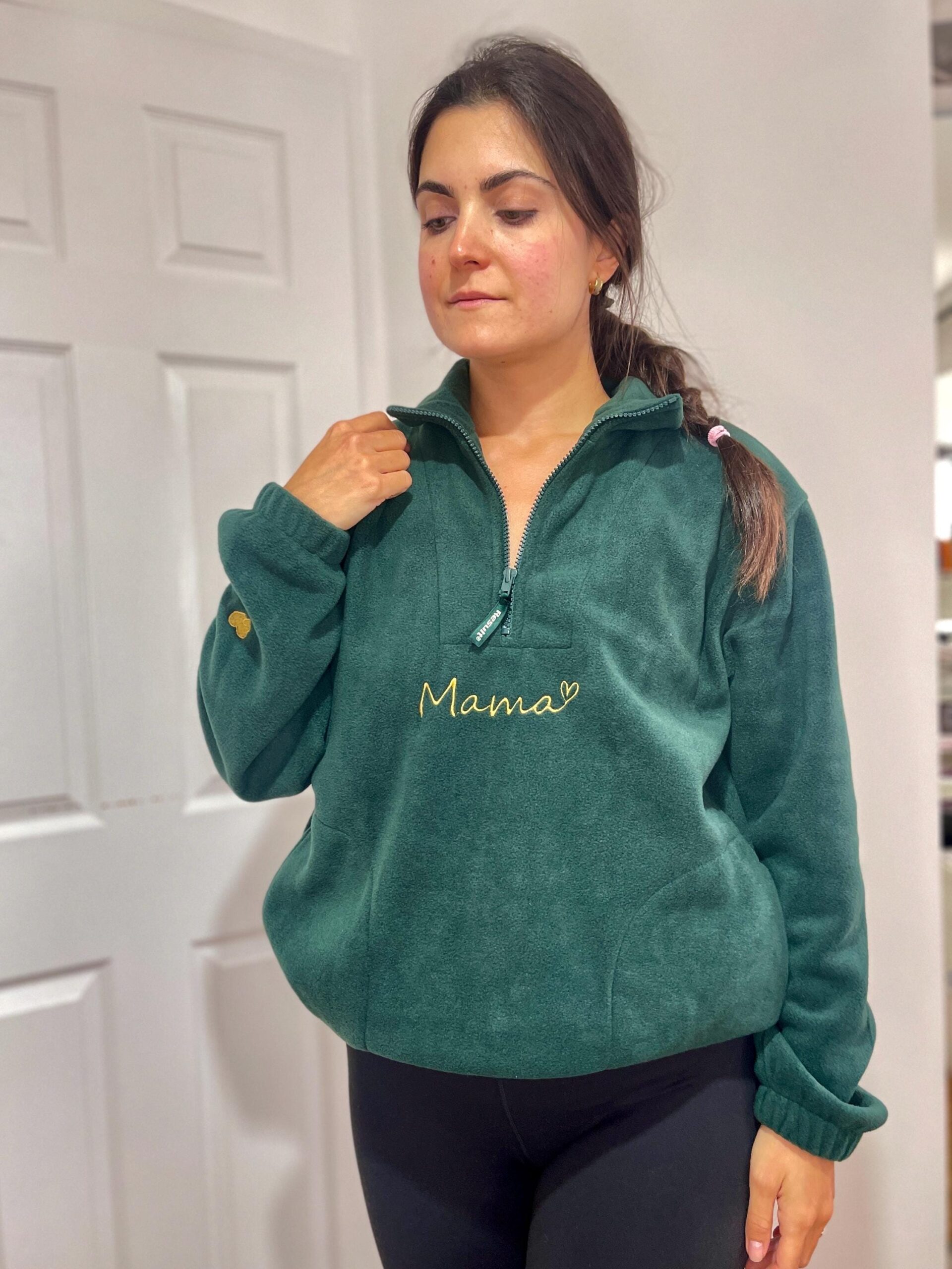 Personalised Mama Half-Zip Fleece – Embroidered Kids Names on Sleeves - Image 14