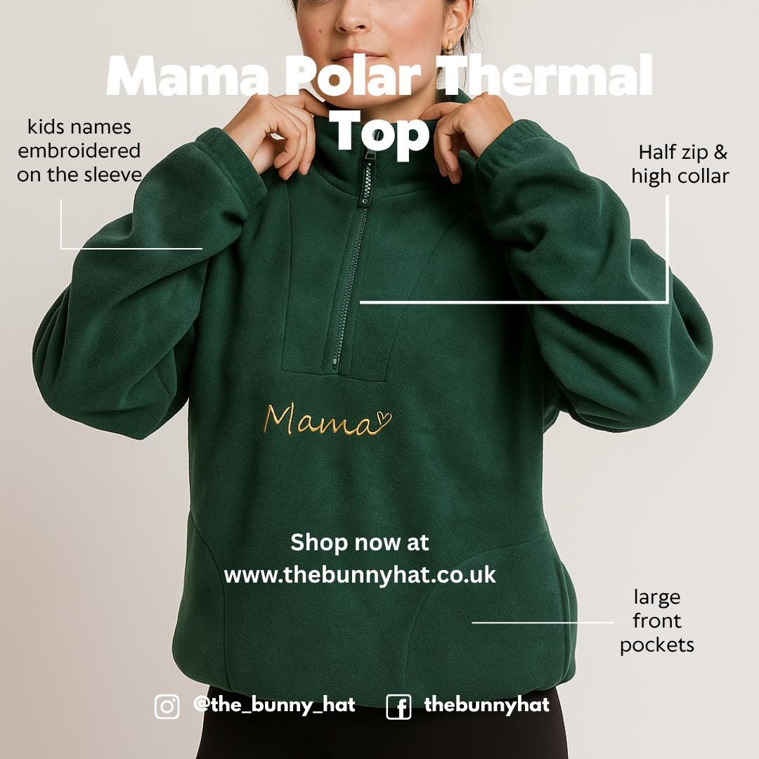 Personalised Mama Half-Zip Fleece – Embroidered Kids Names on Sleeves - Image 9