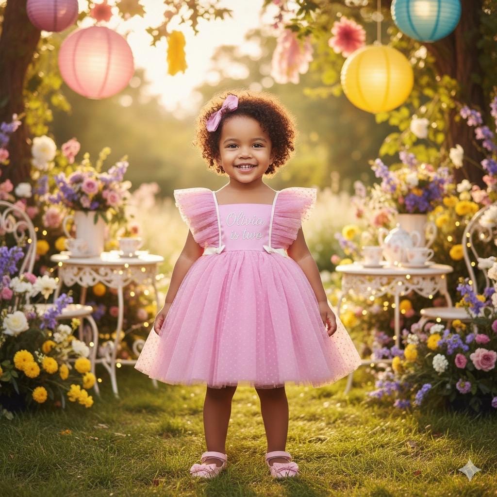 Personalised Girls 1st Birthday Dress – Embroidered Cake Smash Outfit - Image 2