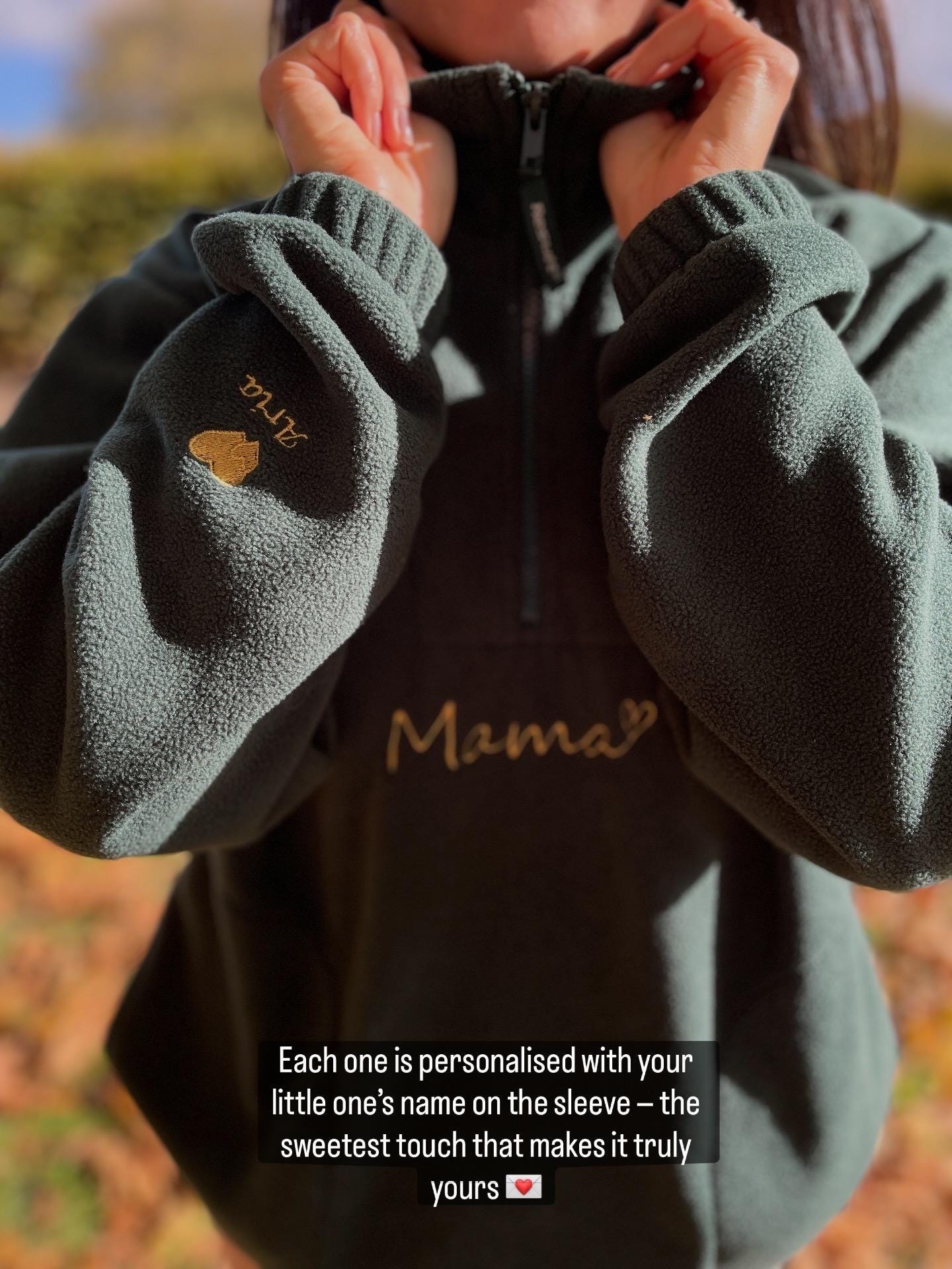 Personalised Mama Half-Zip Fleece – Embroidered Kids Names on Sleeves - Image 5