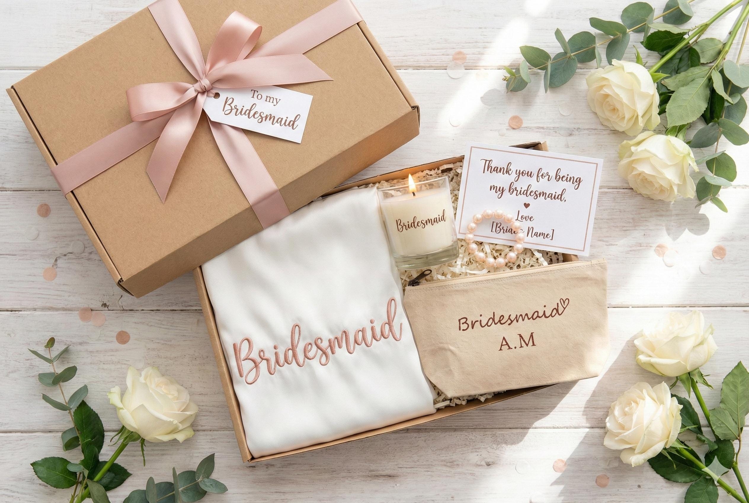 Personalised Bridesmaid Makeup Bag – Embroidered Bridal Cosmetic Pouch - Image 5
