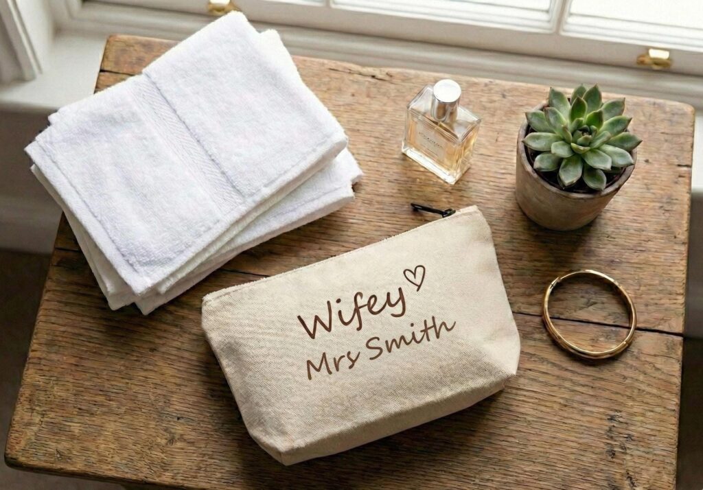 Personalised Bridesmaid Makeup Bag – Embroidered Bridal Cosmetic Pouch