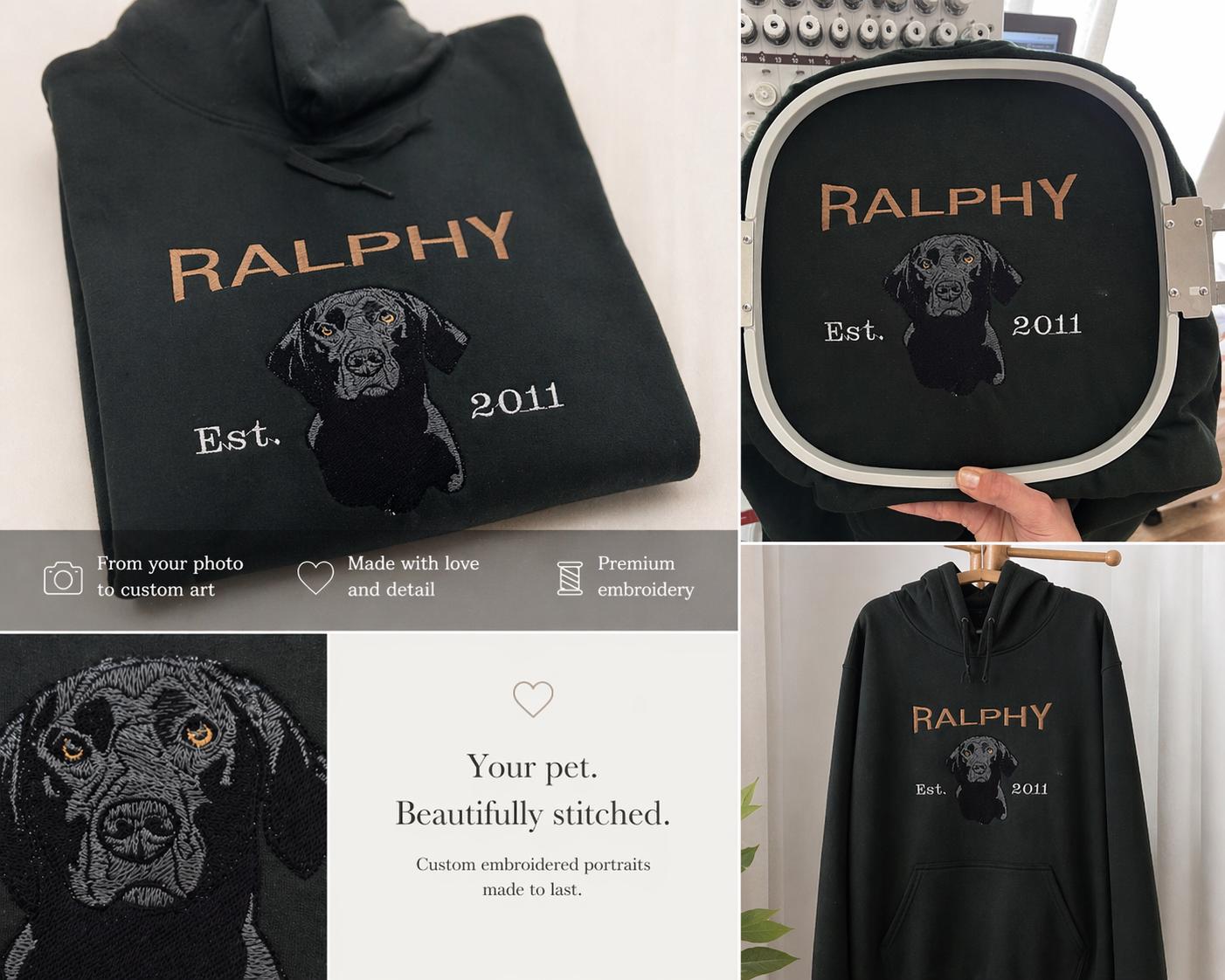 Personalised Pet Portrait Hoodie – Embroidered Dog or Cat from Photo - Image 19