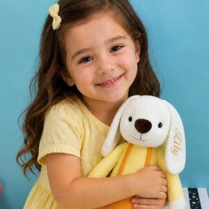 Personalised Yellow Bunny Plush – Embroidered Name Baby Keepsake