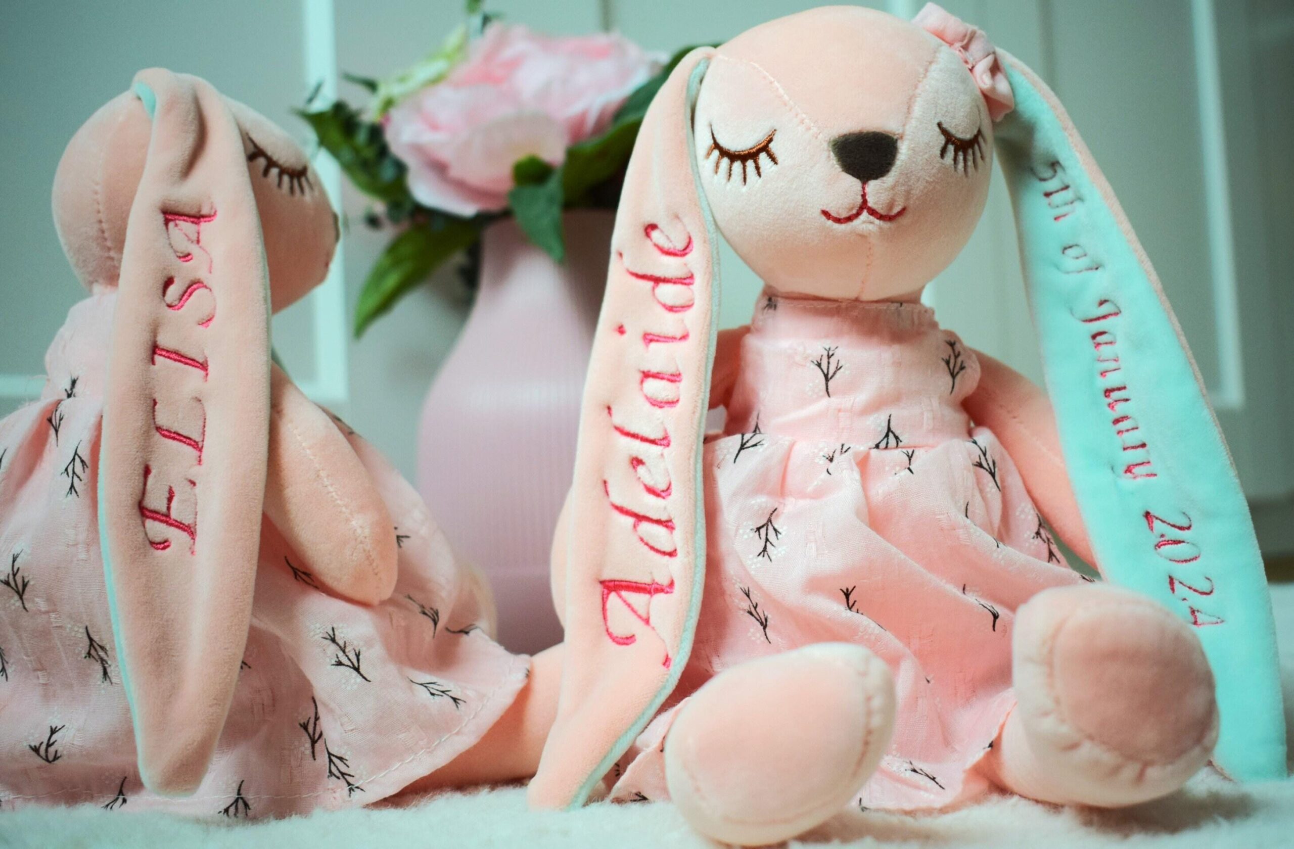 Personalised Pink Bunny Plush – Embroidered Name & Optional Dress - Image 12