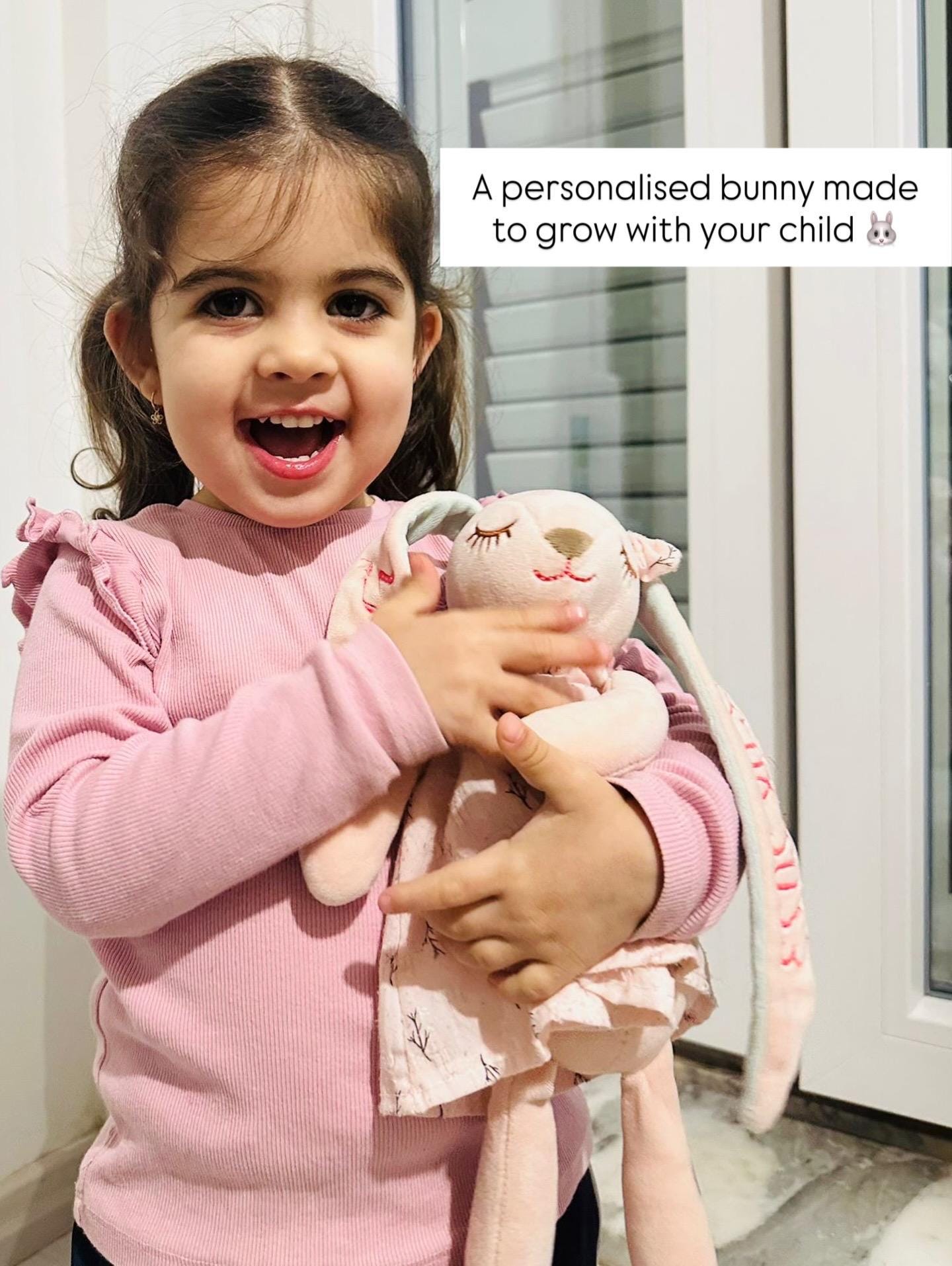 Personalised Pink Bunny Plush – Embroidered Name & Optional Dress - Image 3