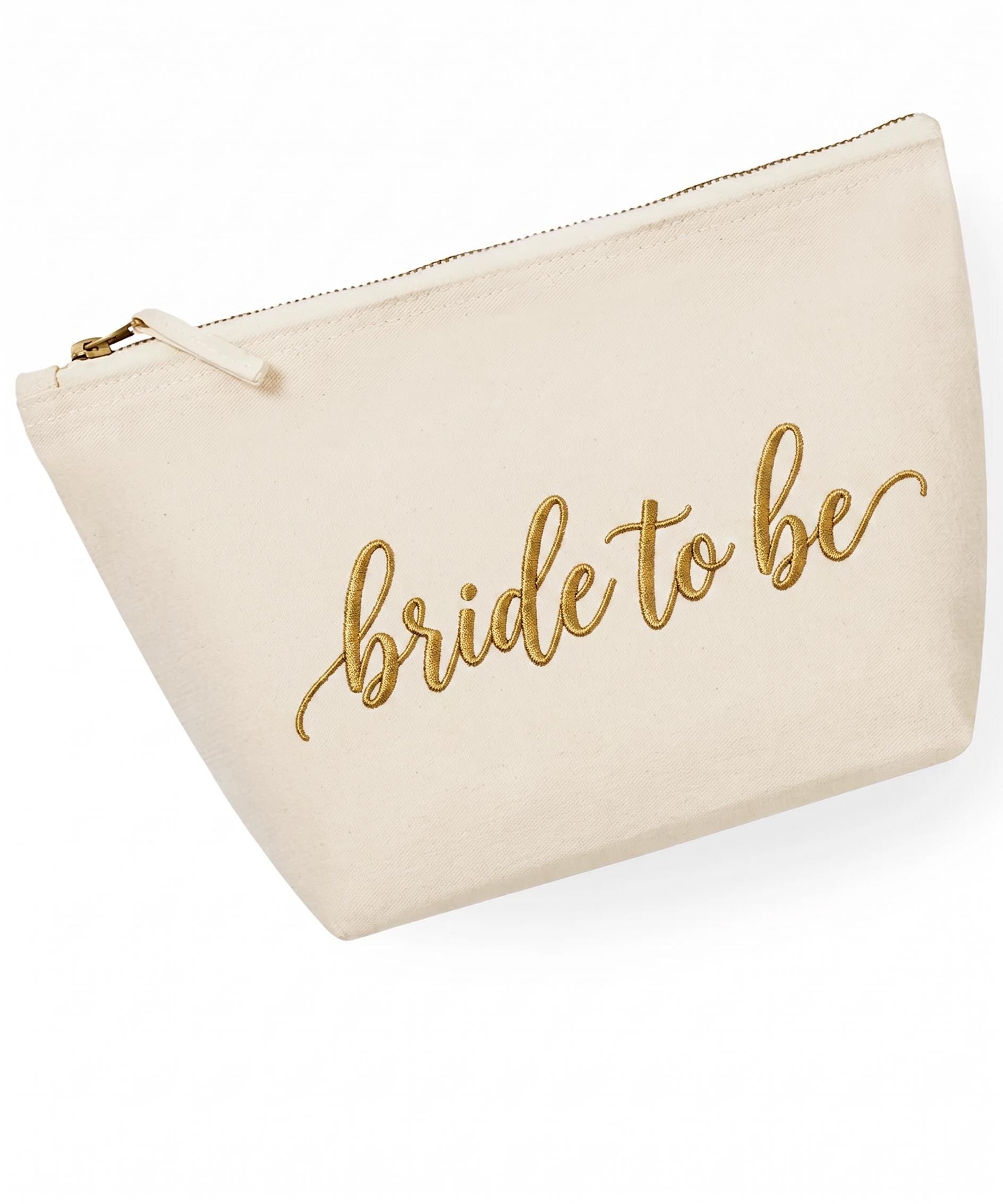 Personalised Bridal Makeup Bag – Embroidered Canvas Cosmetic Pouch - Image 9
