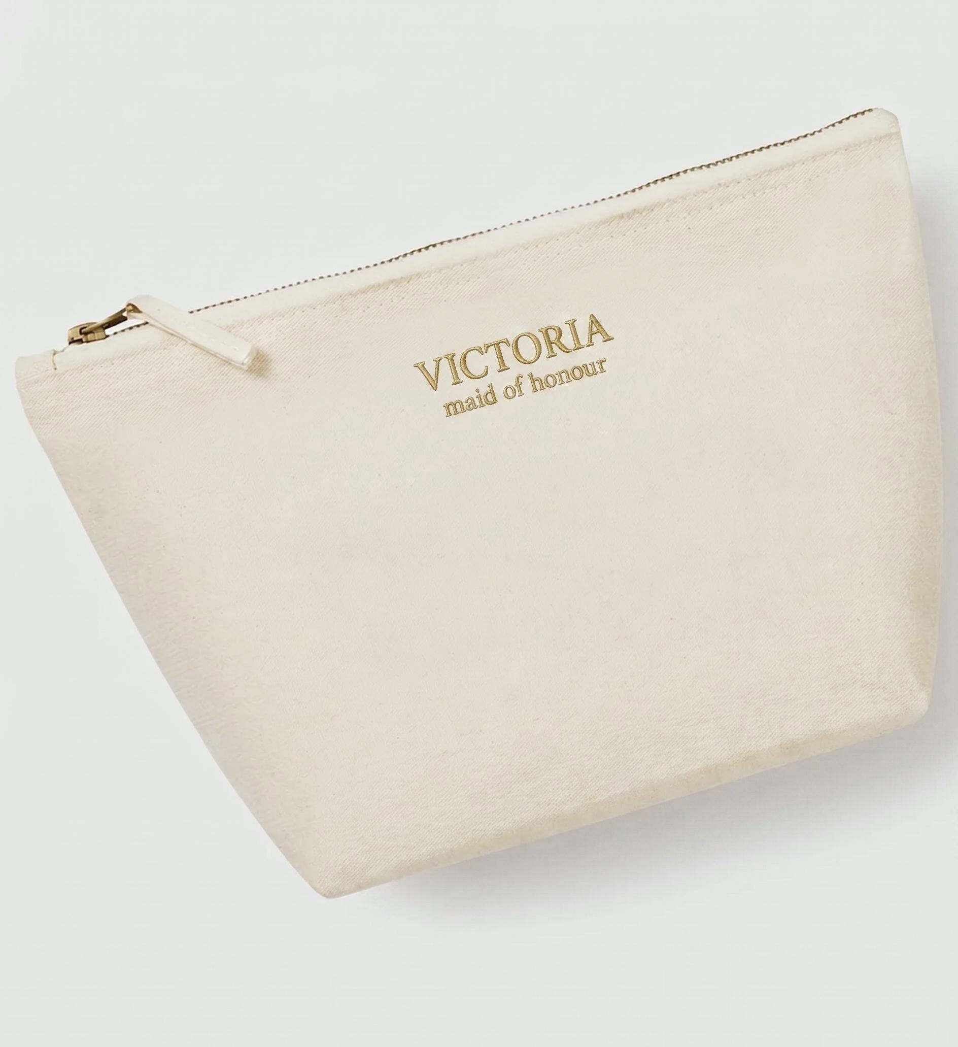 Personalised Bridal Makeup Bag – Embroidered Canvas Cosmetic Pouch - Image 12