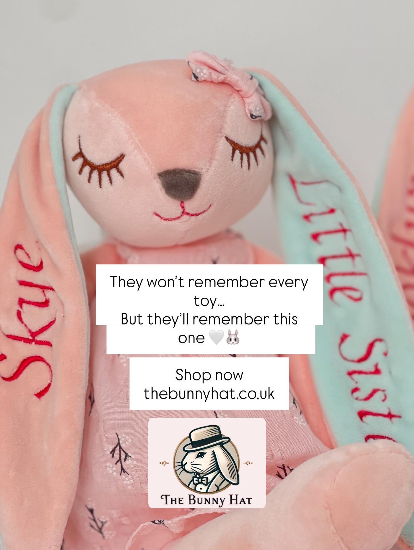 Personalised Pink Bunny Plush – Embroidered Name & Optional Dress - Image 4