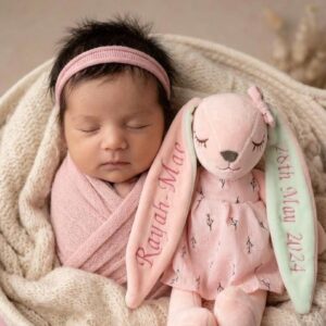 Personalised Pink Bunny Plush – Embroidered Name & Optional Dress