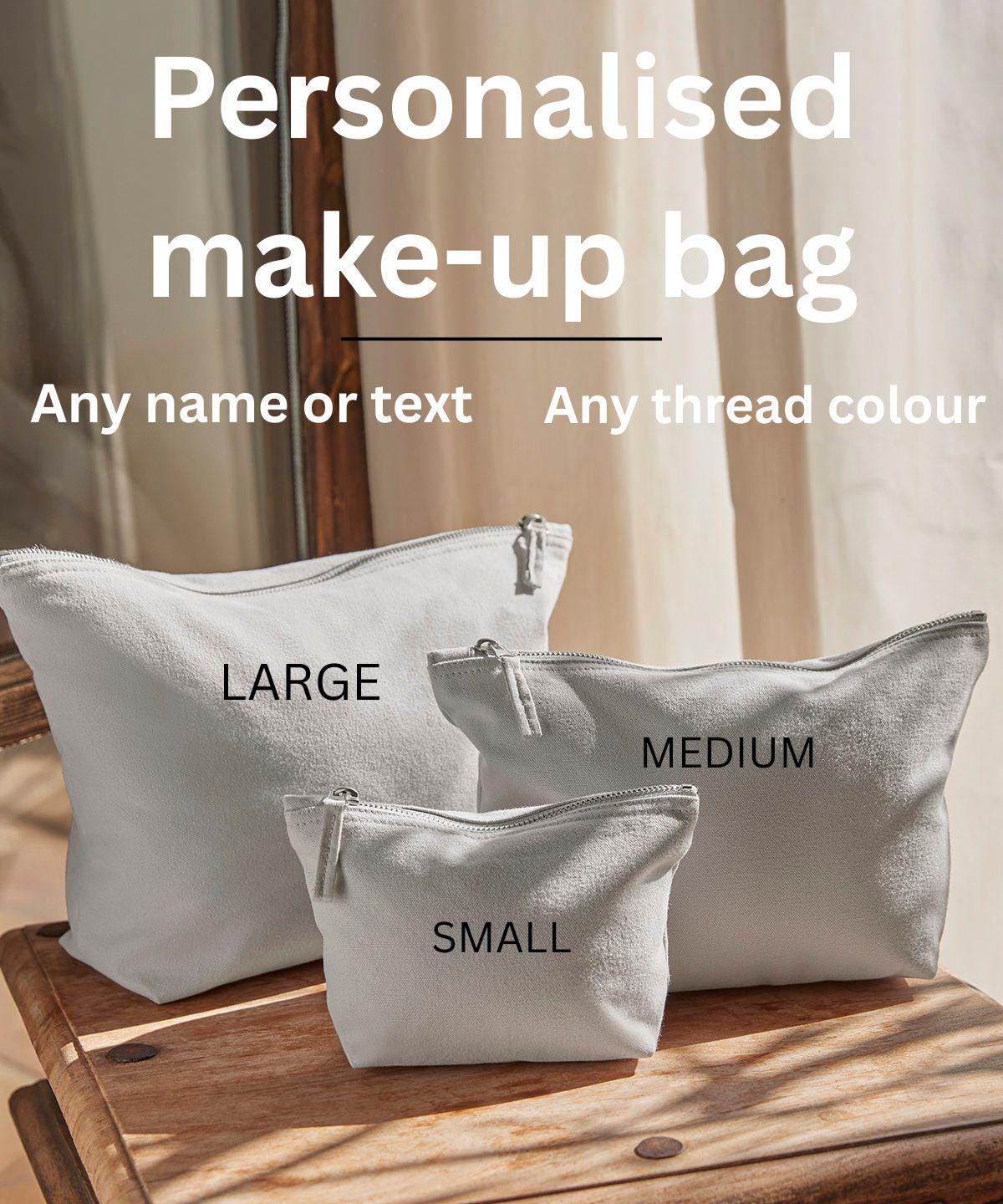 Personalised Bridal Makeup Bag – Embroidered Canvas Cosmetic Pouch - Image 7