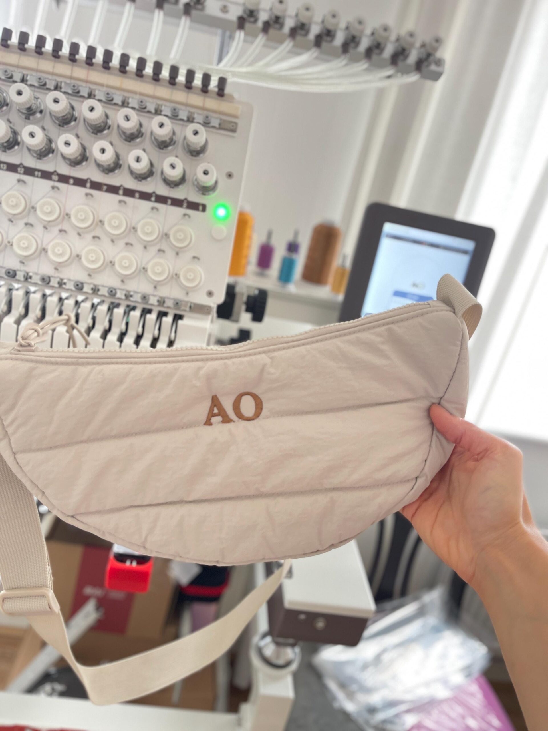 Personalised Quilted Crossbody Bag – Embroidered Initials Shoulder Bag - Image 4