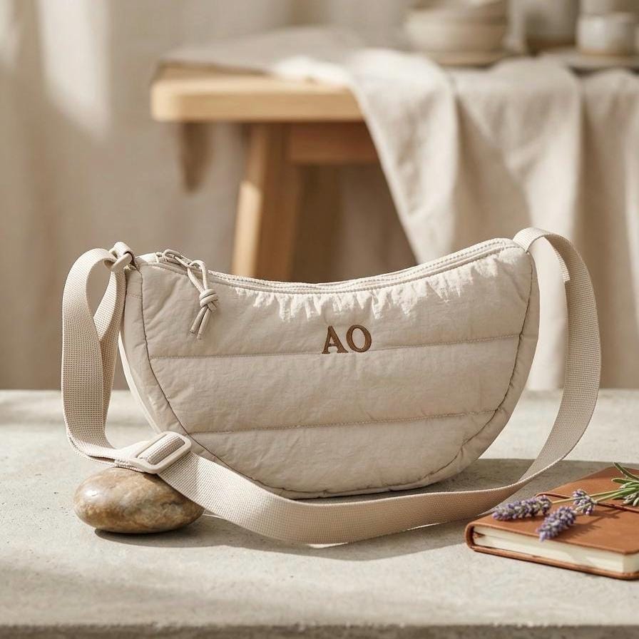 Personalised Quilted Crossbody Bag – Embroidered Initials Shoulder Bag - Image 11