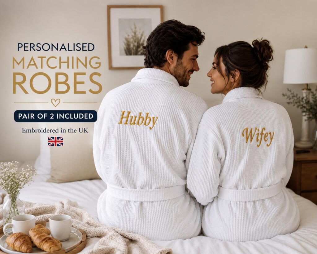 Personalised Waffle Dressing Gown, Embroidered Bathrobe, Custom Name Robe, Spa Gift, Bridesmaid Gift, Unisex Dressing Gown