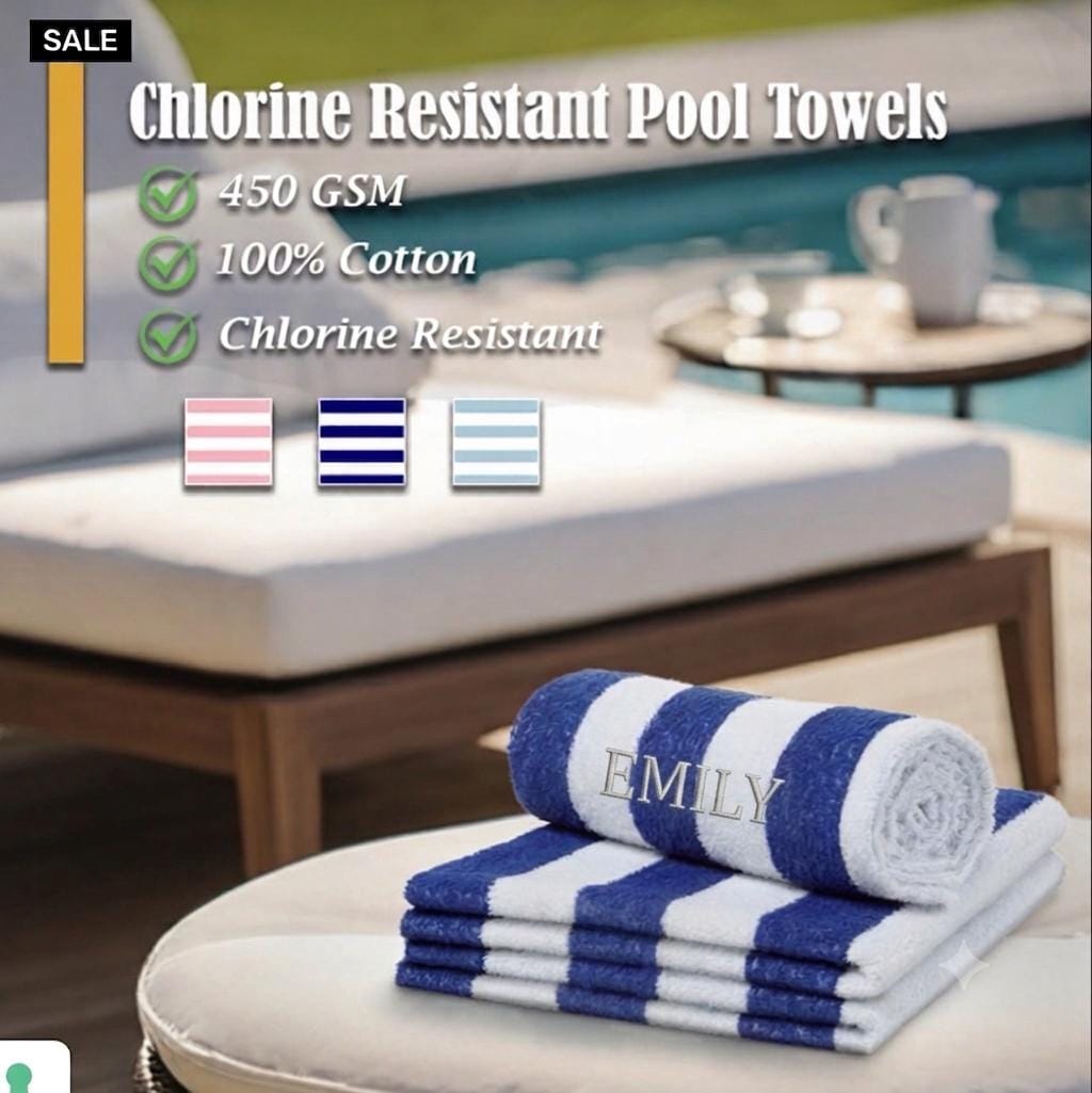 Personalised Cabana Stripe Beach Towel – Embroidered Name