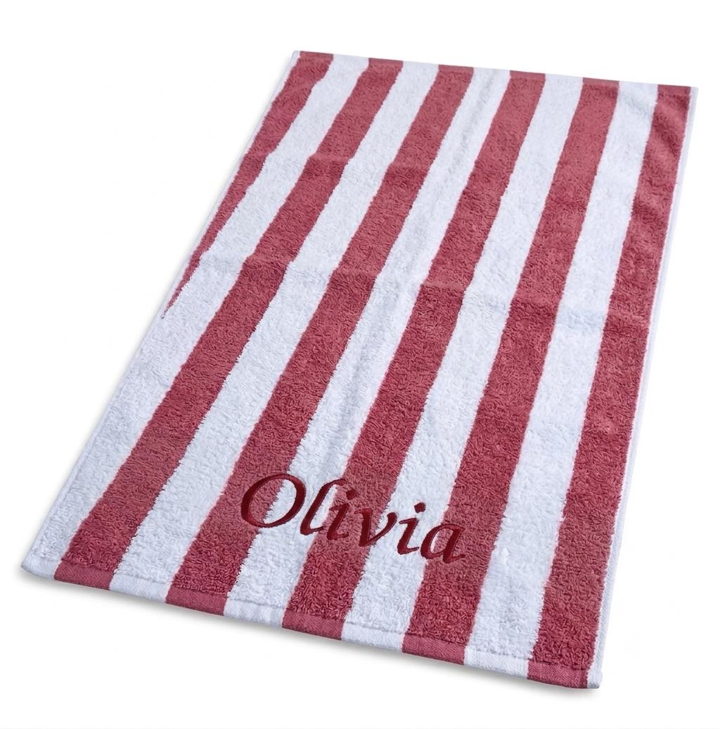 Personalised Cabana Stripe Beach Towel – Embroidered Name - Image 4