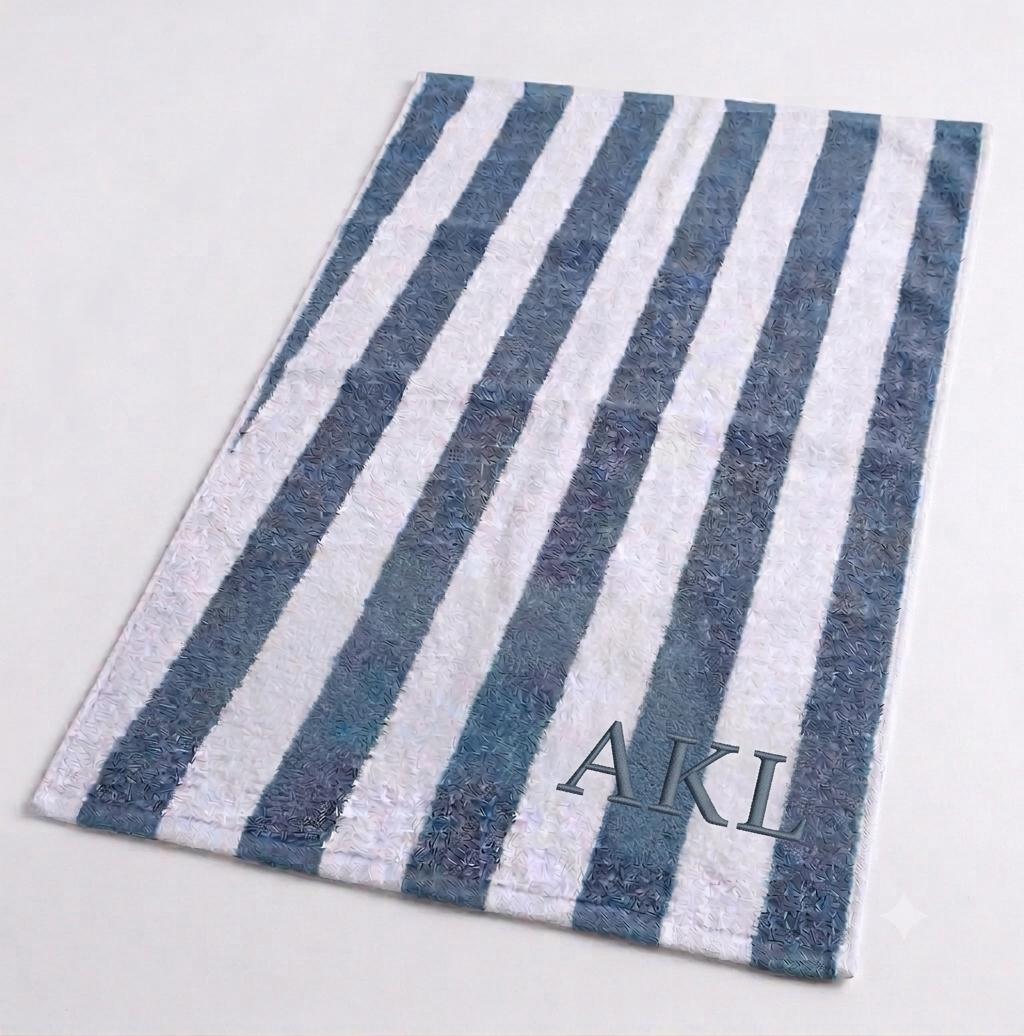 Personalised Cabana Stripe Beach Towel – Embroidered Name - Image 6