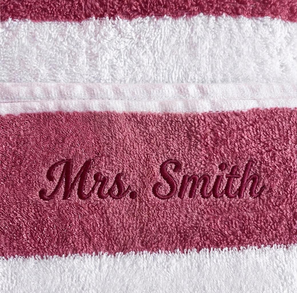 Personalised Cabana Stripe Beach Towel – Embroidered Name - Image 5