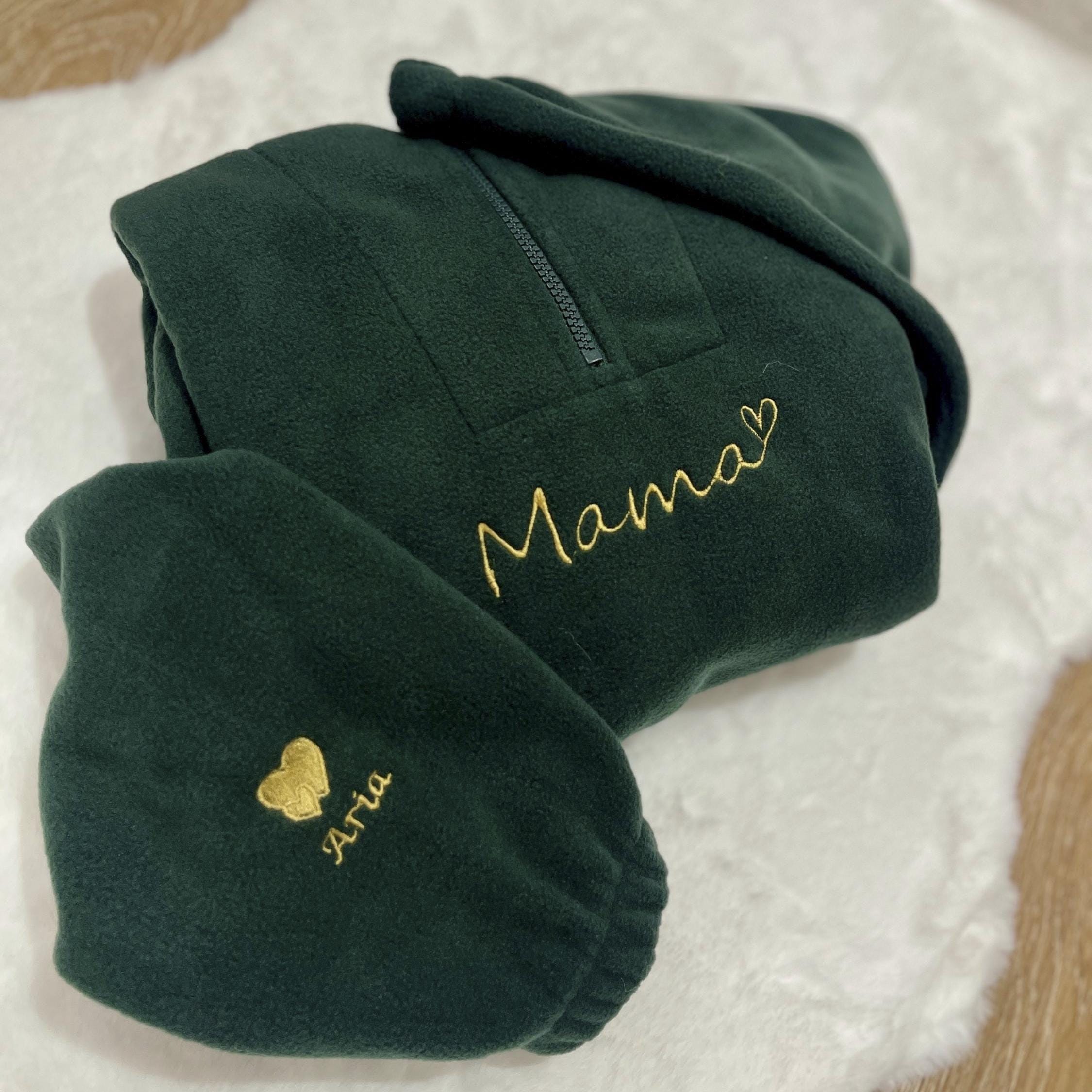 Personalised Mama Half-Zip Fleece – Embroidered Kids Names on Sleeves