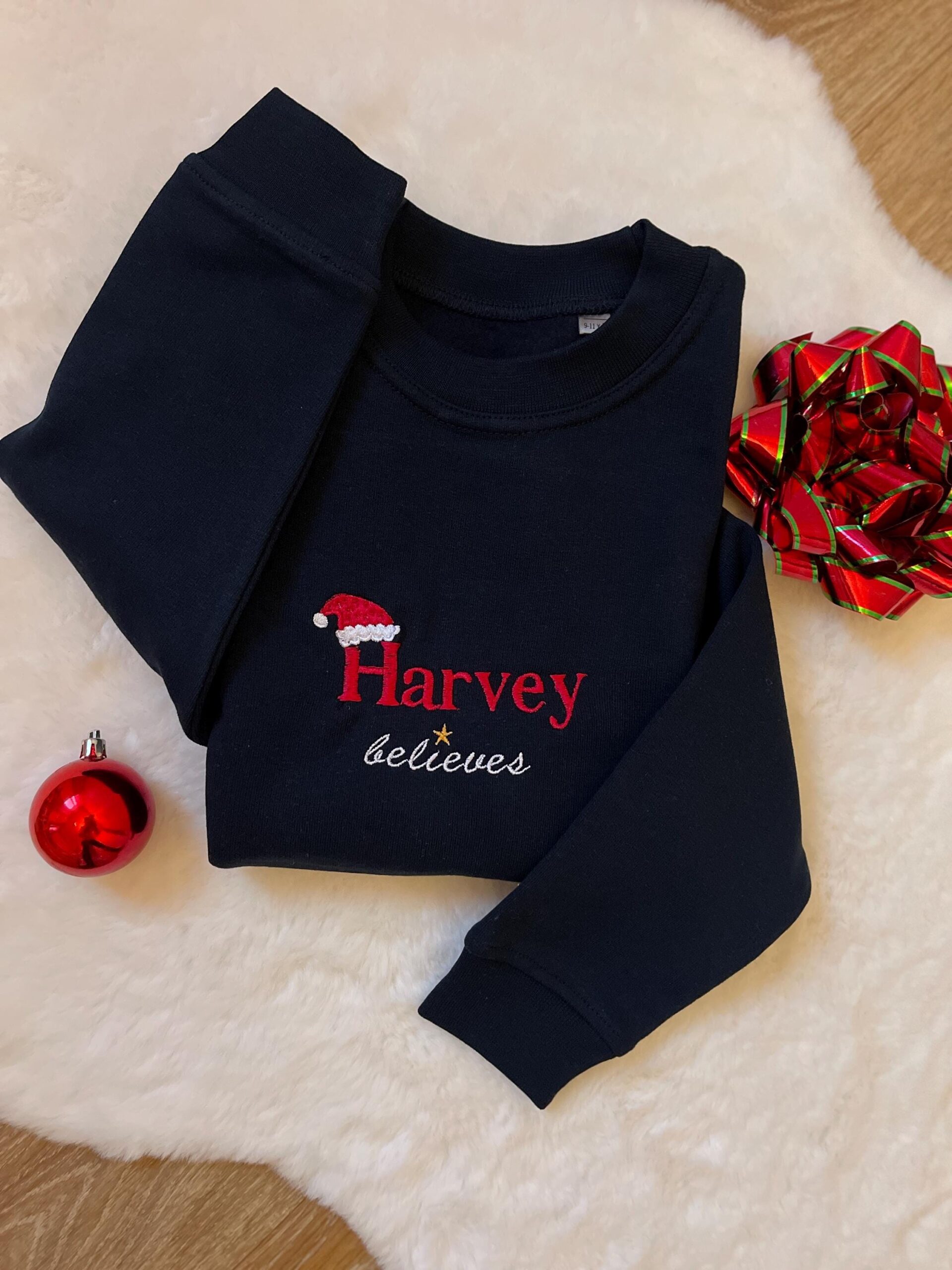 Personalised Kids Christmas Jumper – Embroidered Name Believes Sweatshirt - Image 8